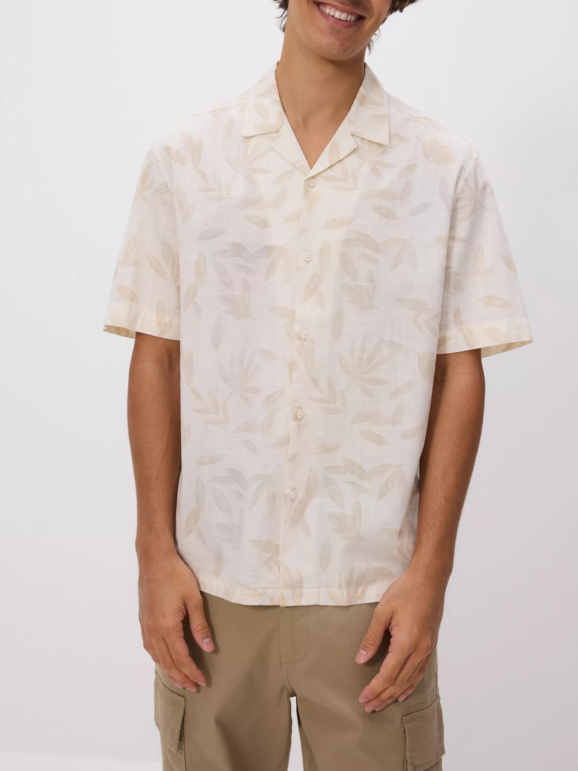 Beige Comfort-Fit Cotton Shirt, Beige, large image number 0