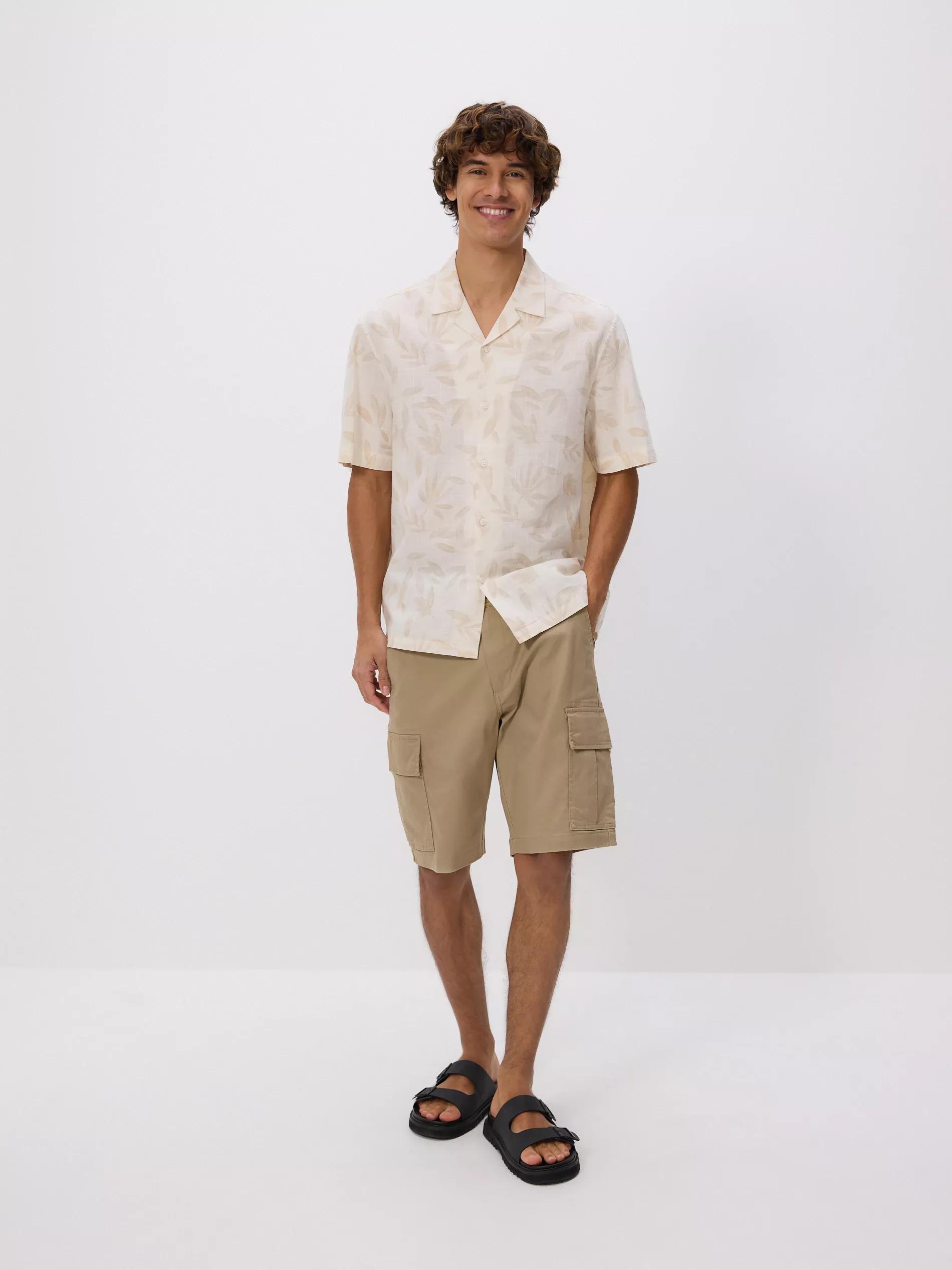 Beige Comfort-Fit Cotton Shirt, Beige, medium