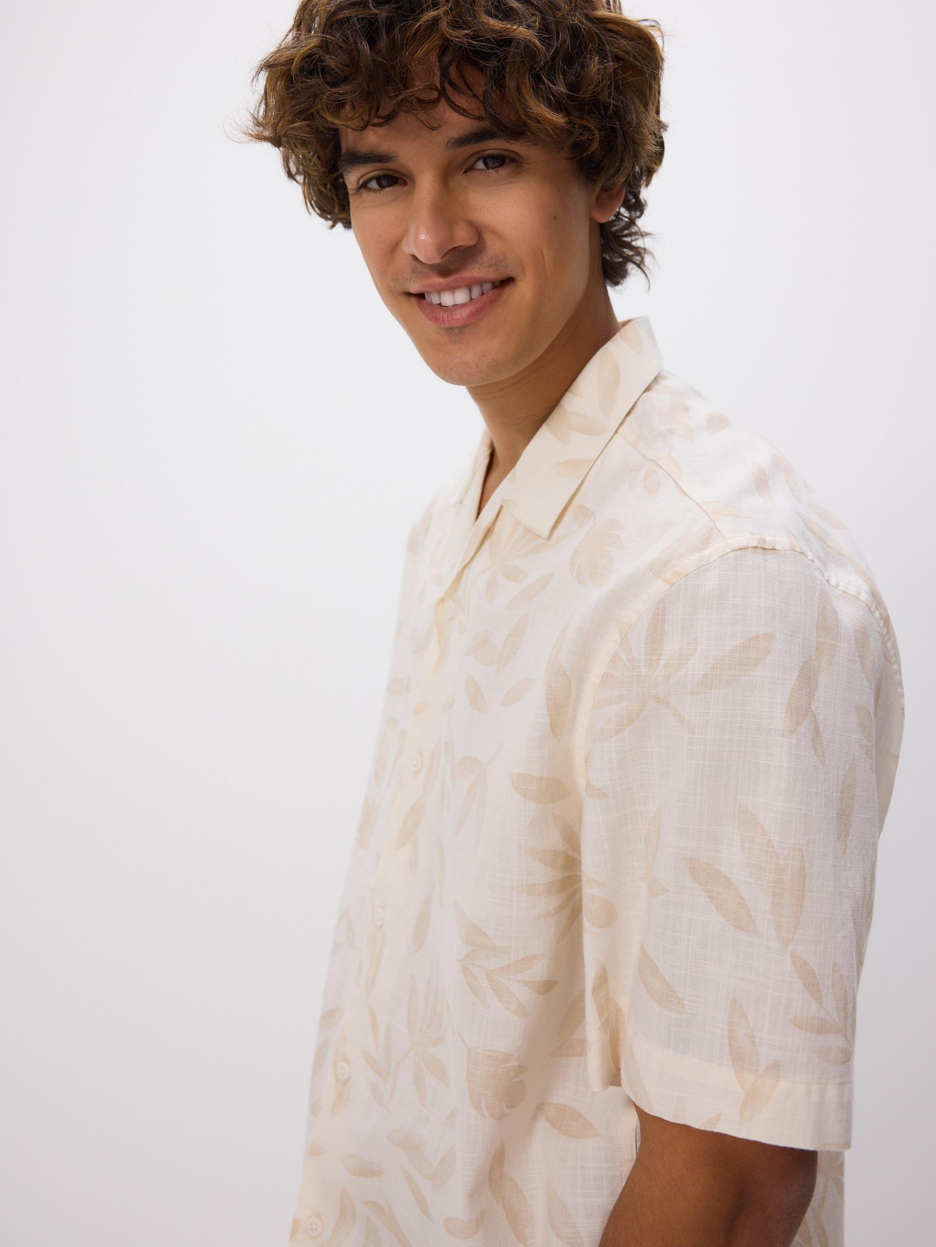 Beige Comfort-Fit Cotton Shirt, Beige, large image number 2