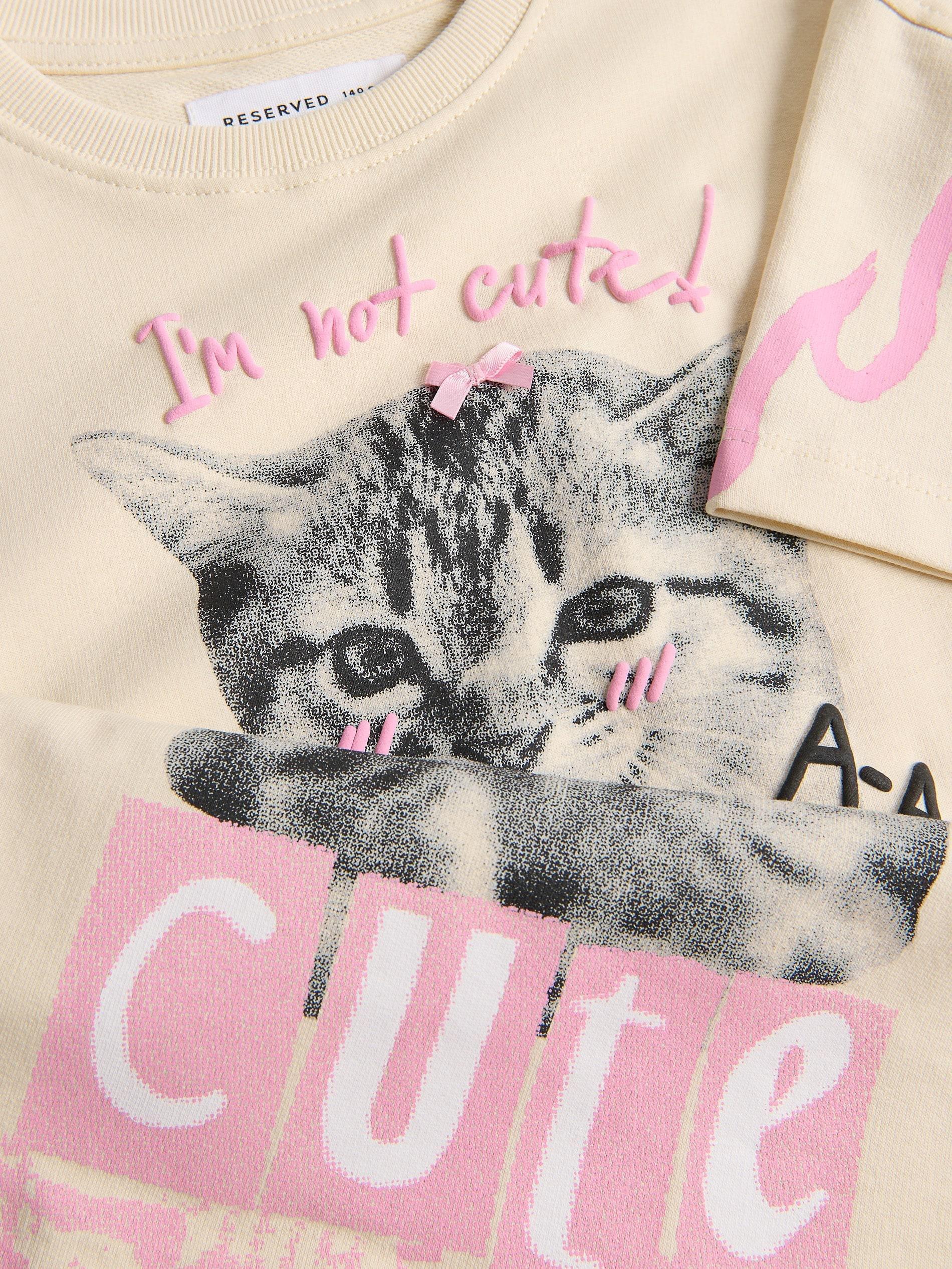 Beige T-Shirt With Print, Ivory, medium