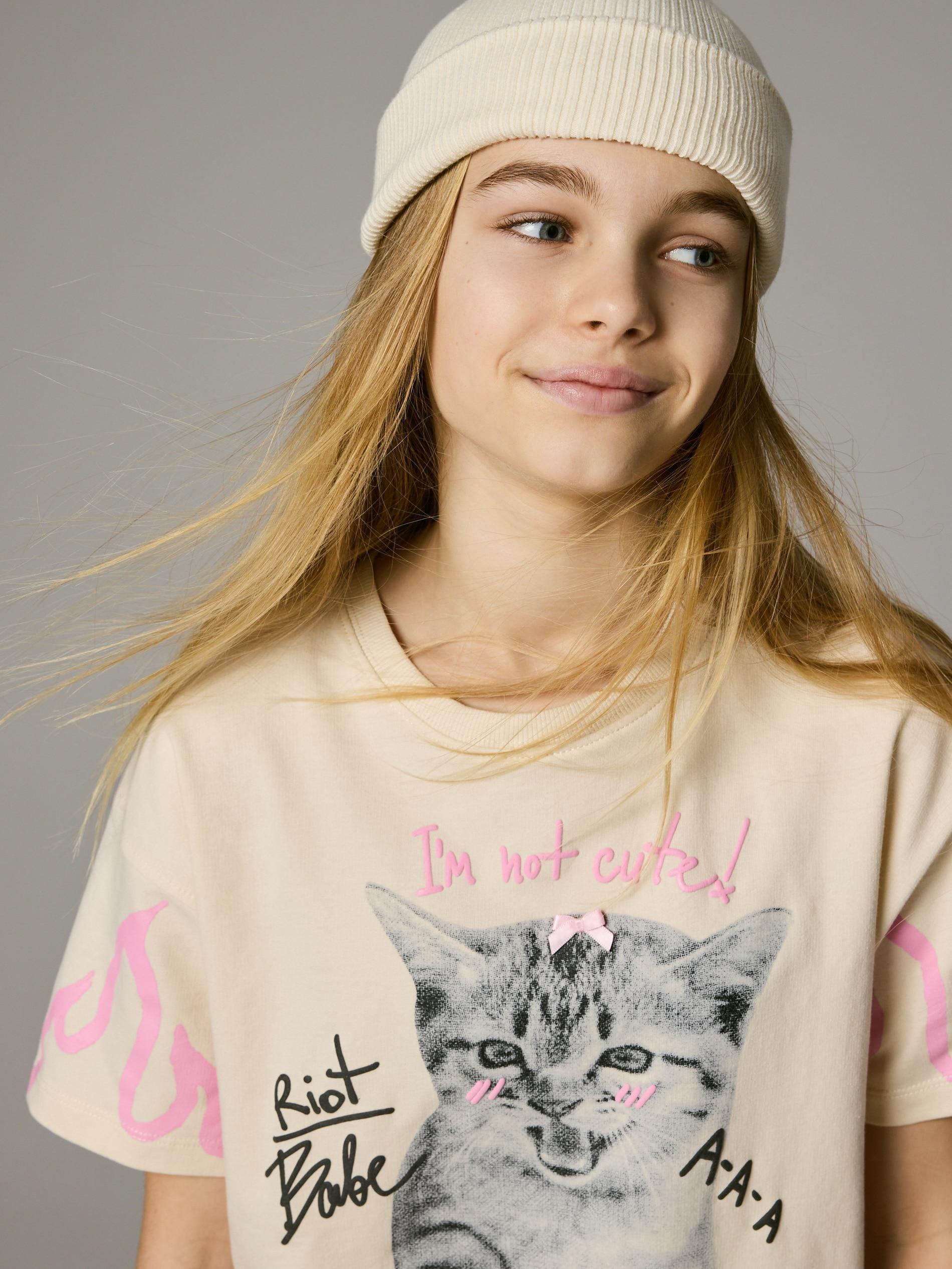 Beige T-Shirt With Print, Ivory, large image number 2