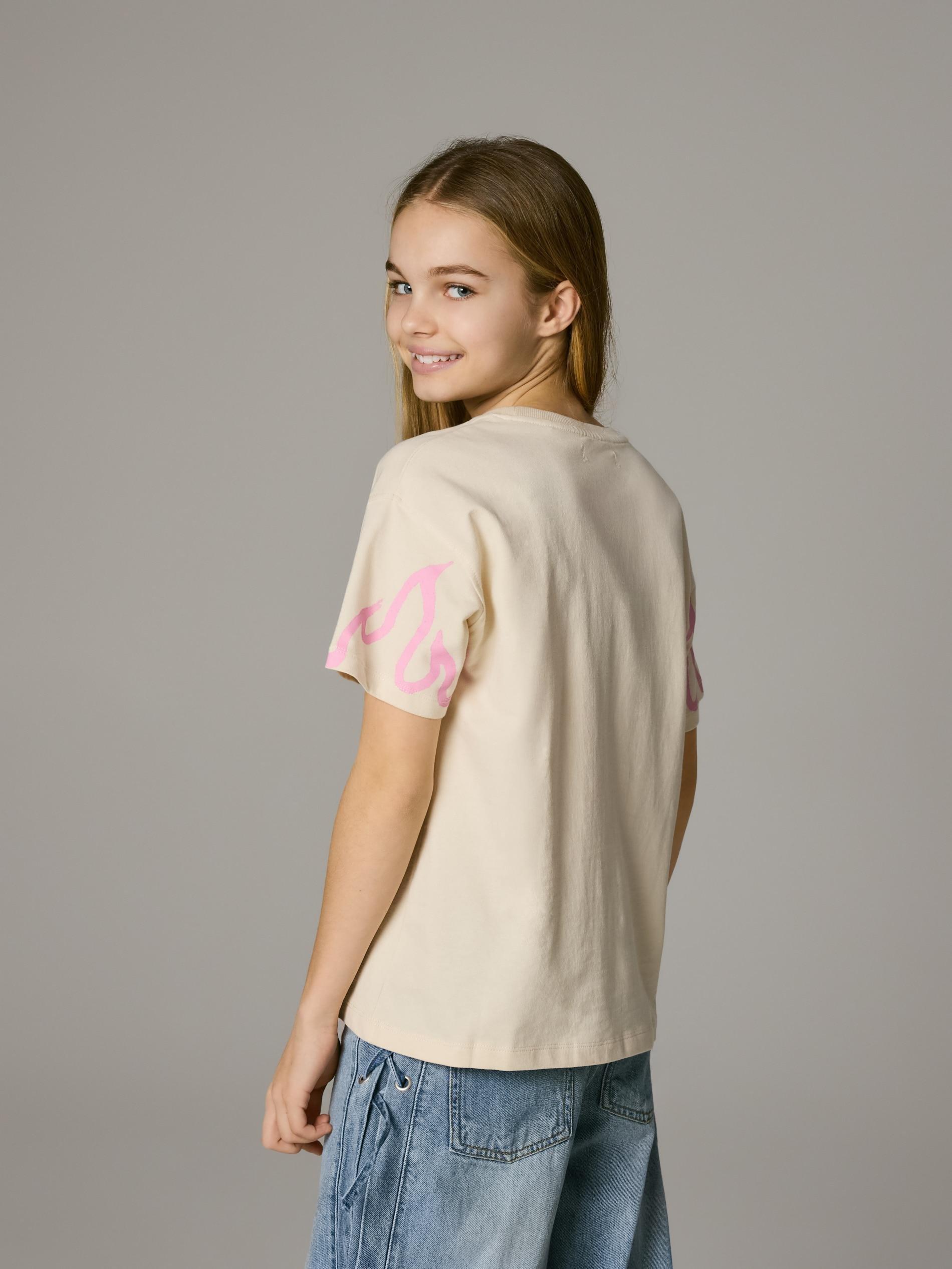 Beige T-Shirt With Print, Ivory, large image number 5