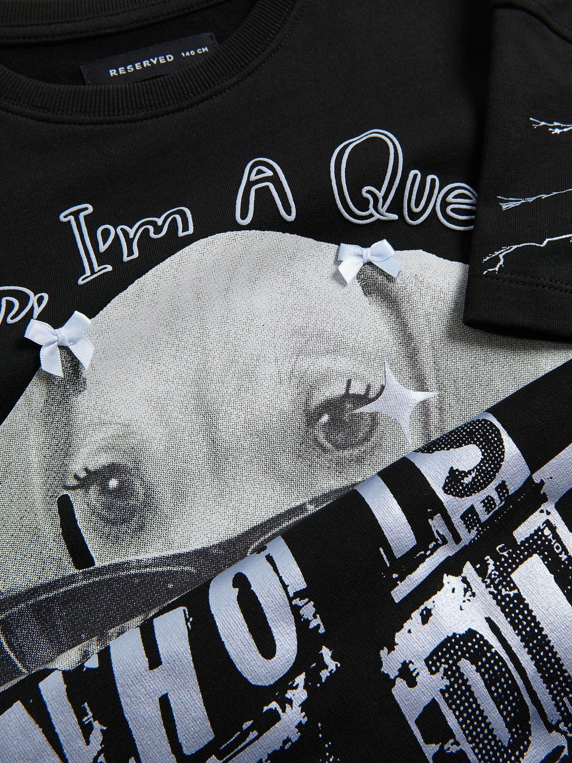 Black T-Shirt With Print, Black, large image number 3