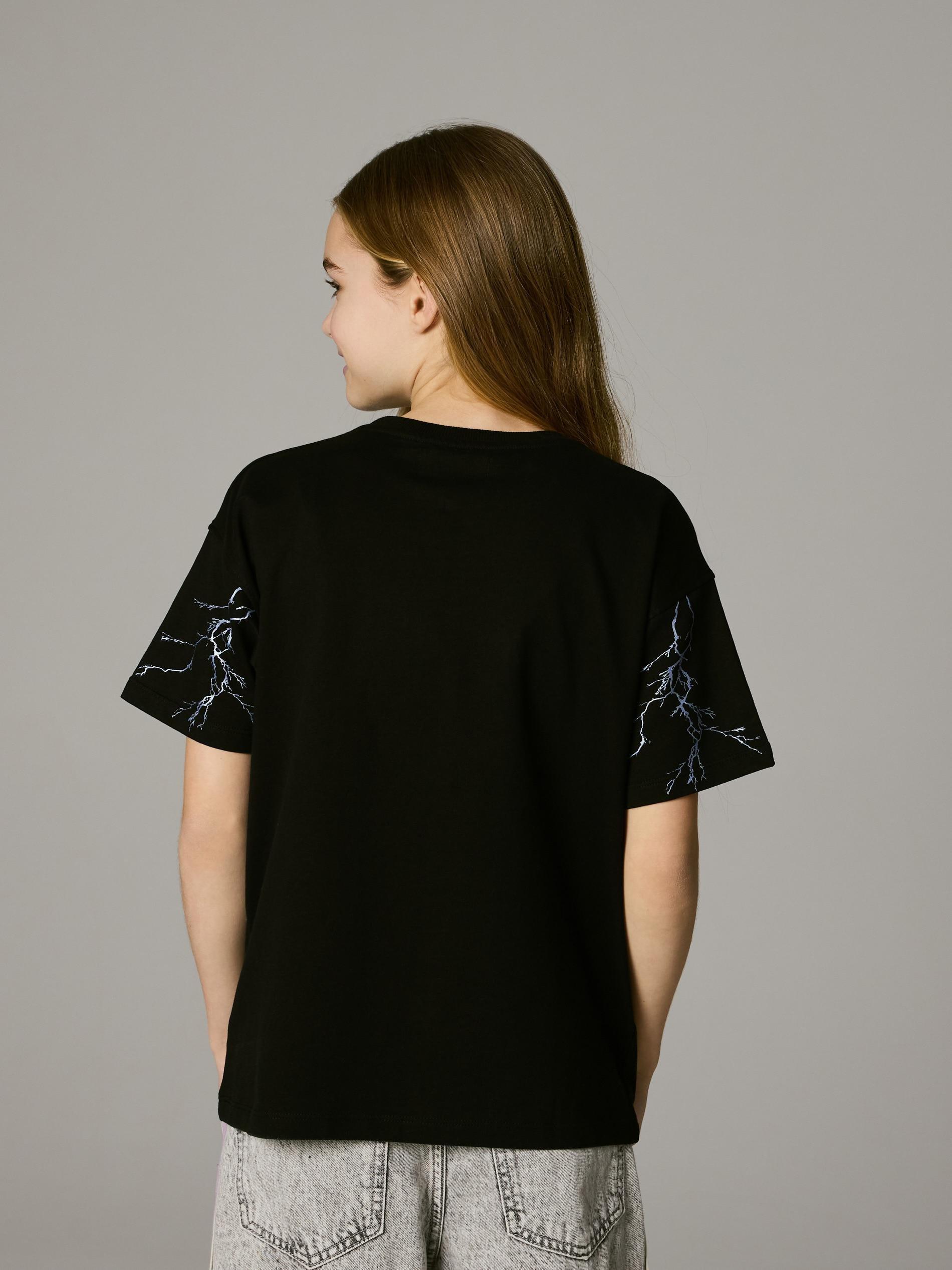 Black T-Shirt With Print, Black, large image number 4