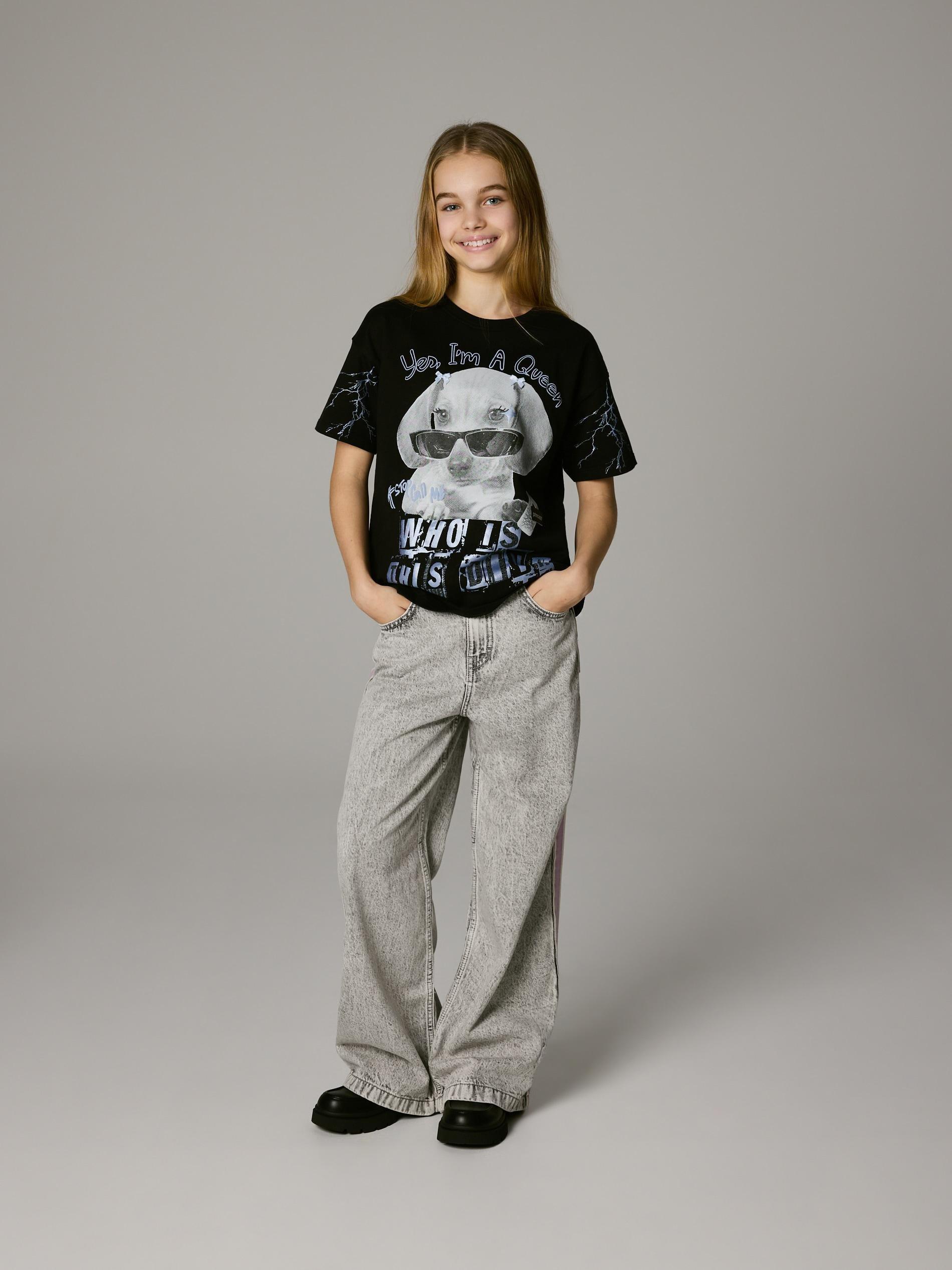 Black T-Shirt With Print, Black, large image number 5