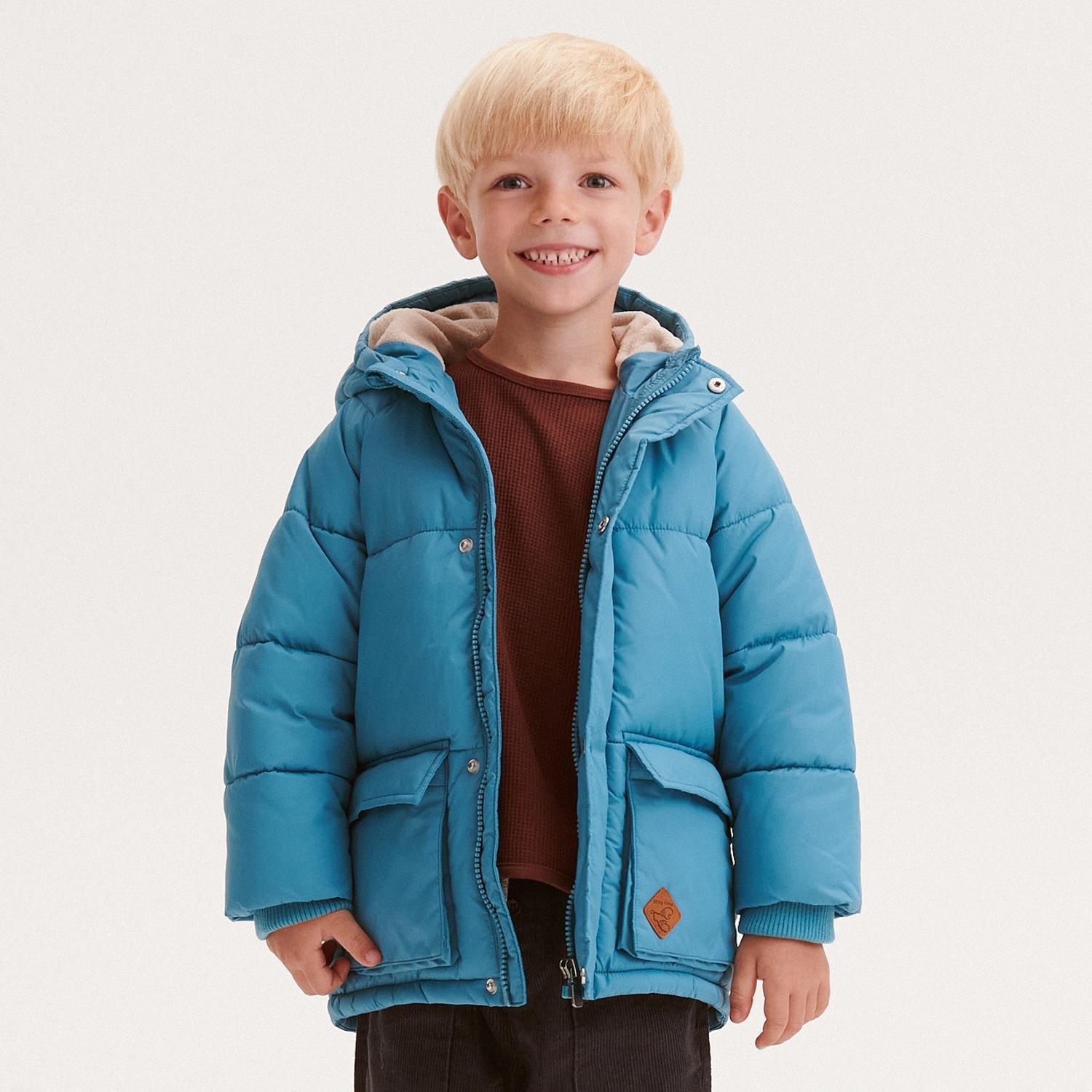 Blue Insulated Jacket With Hood, , large image number 0