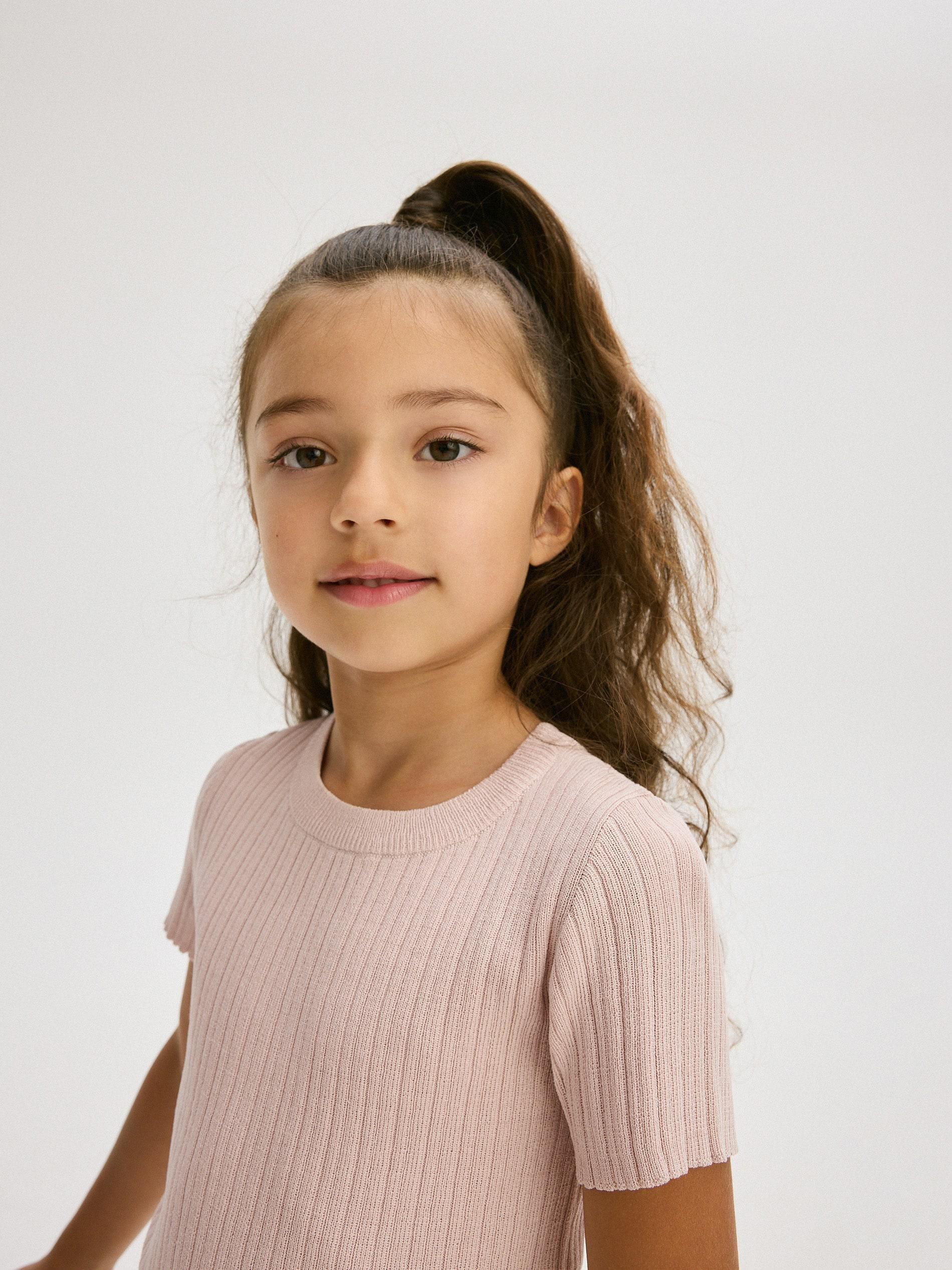 Beige Jersey Blouse, Kids Girls, , large image number 0