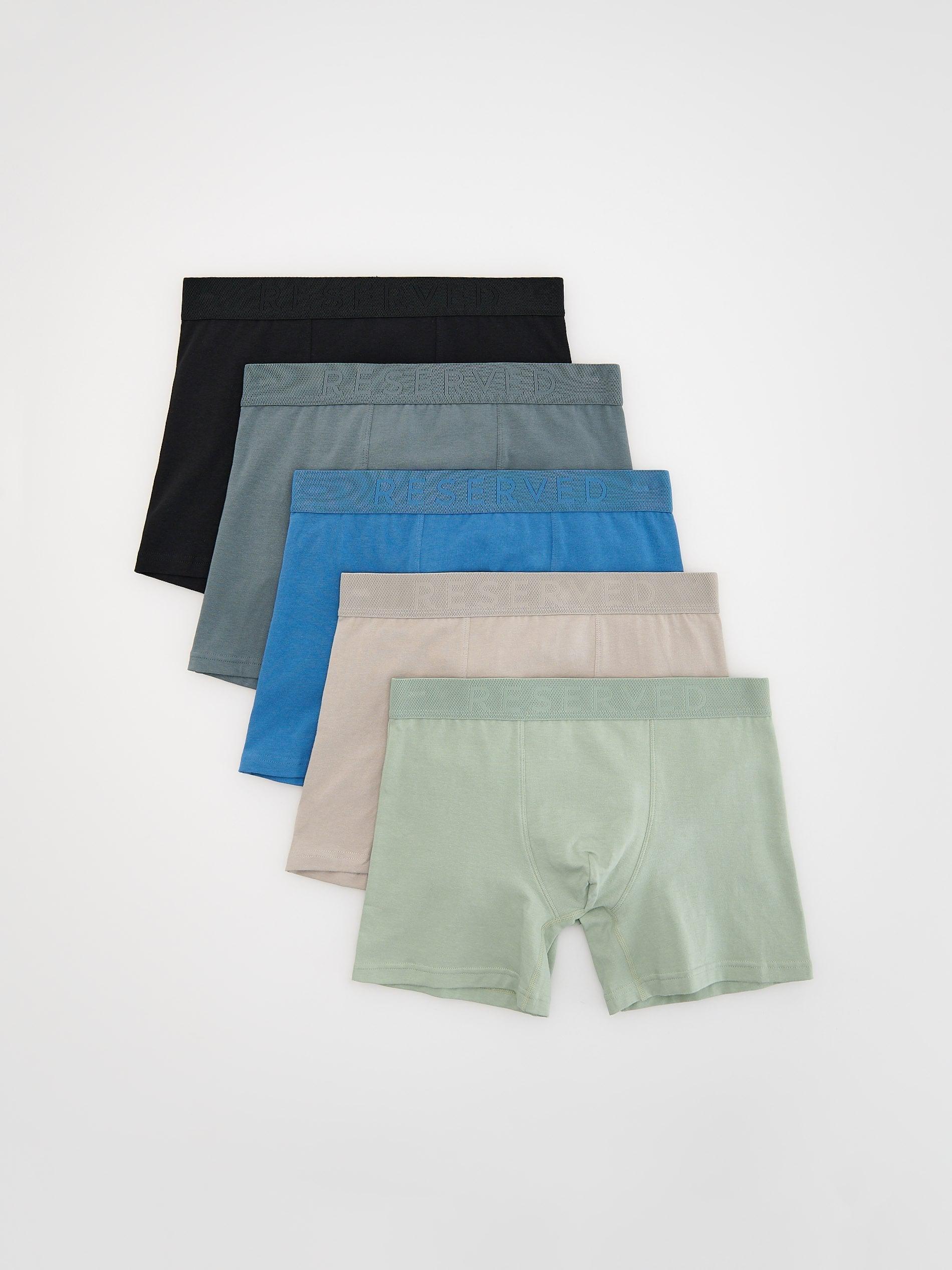 Blue Long Boxers 5 Pack, Blue, medium