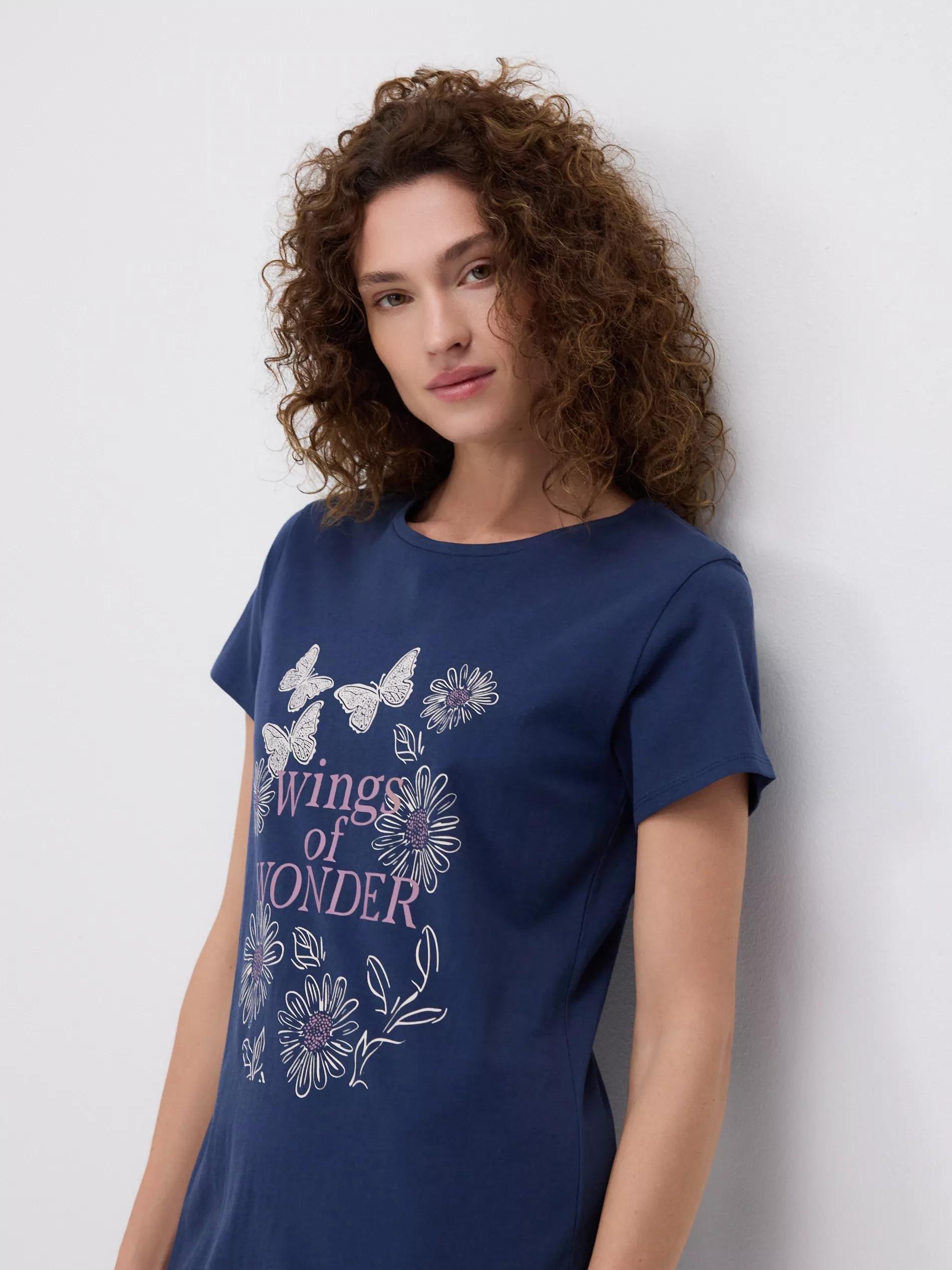 Navy Printed Nightdress, , large image number 0