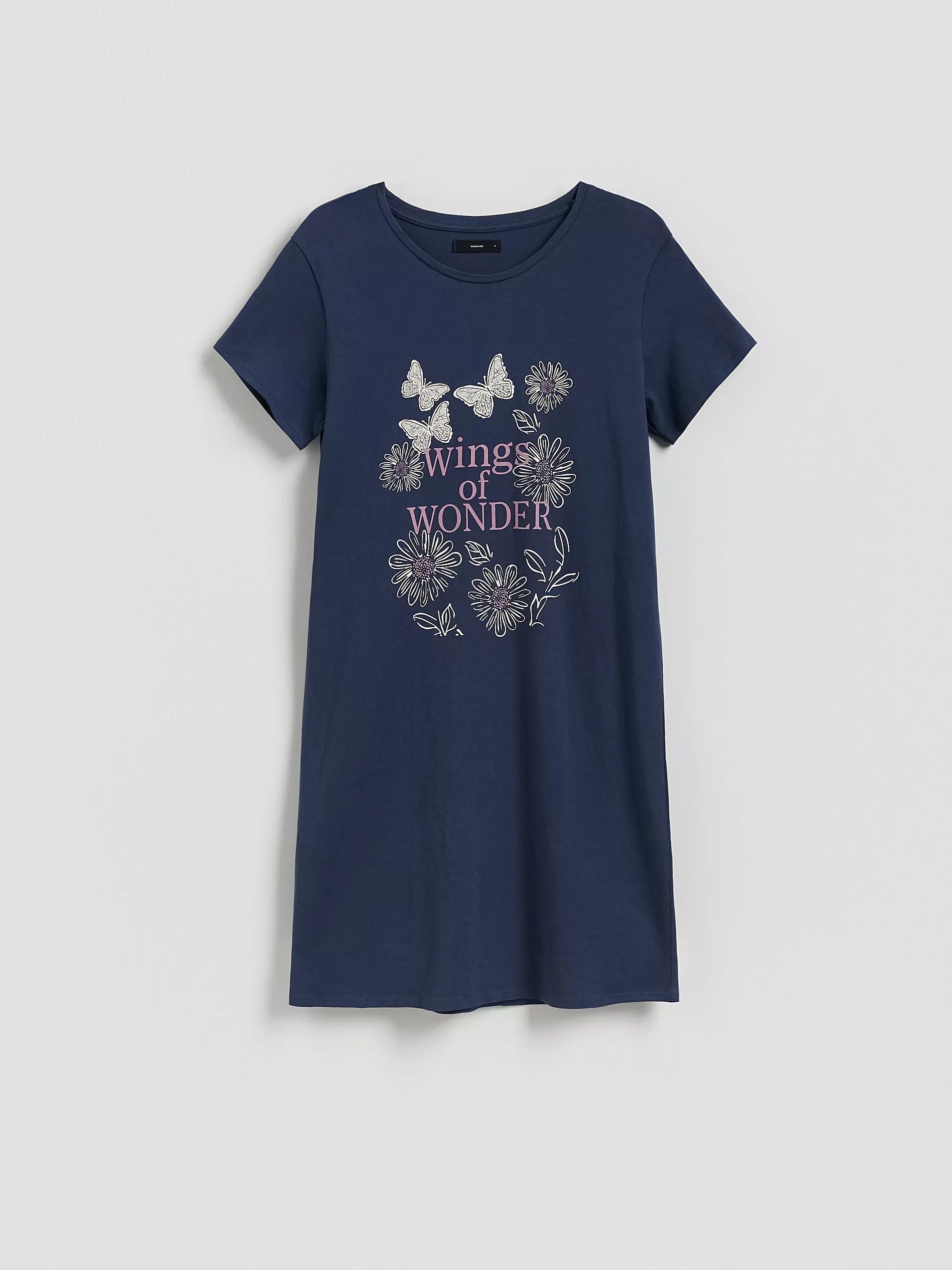 Navy Printed Nightdress, , large image number 4