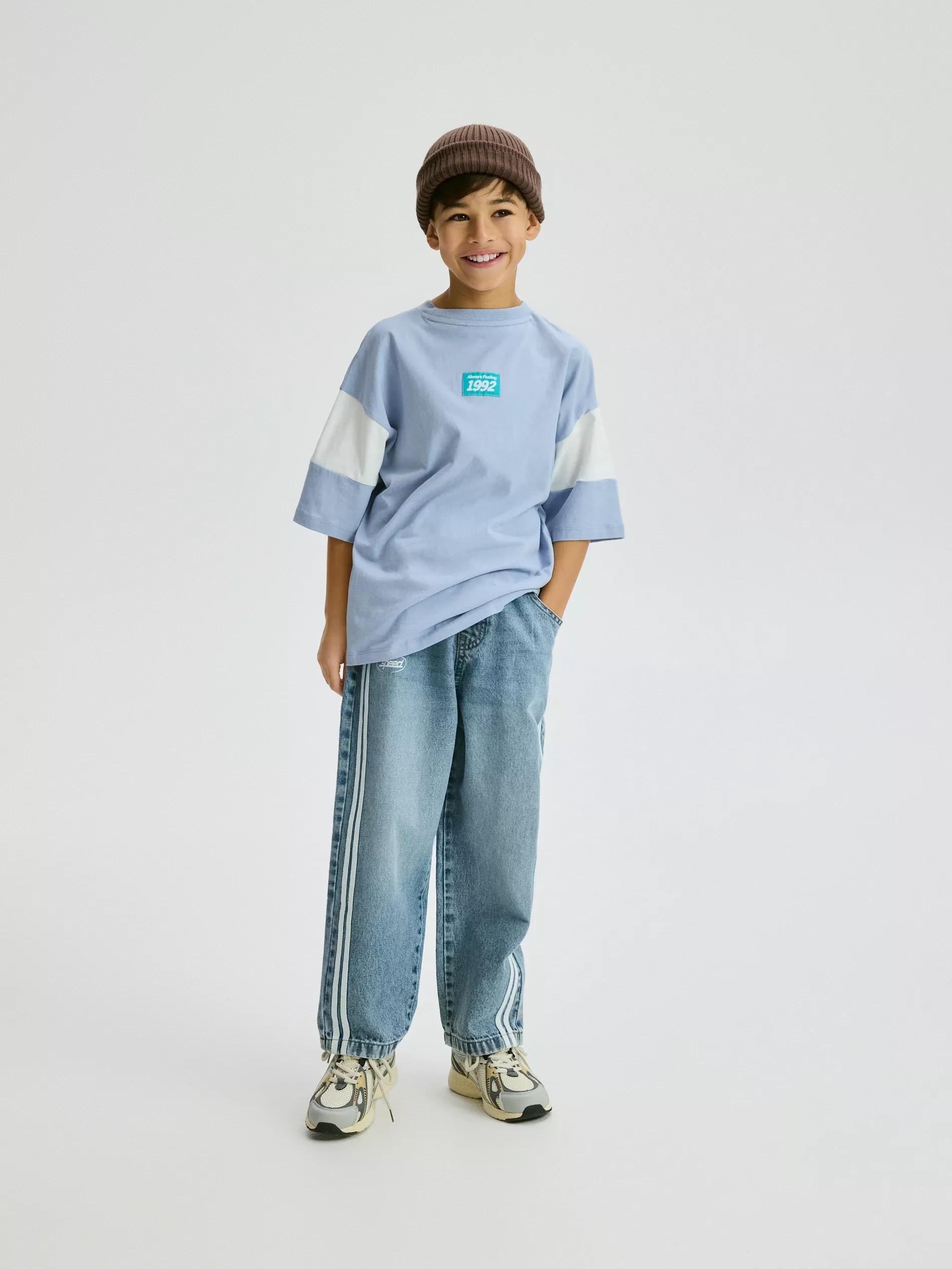 Blue Cotton T-Shirt With Print, Blue, large image number 0