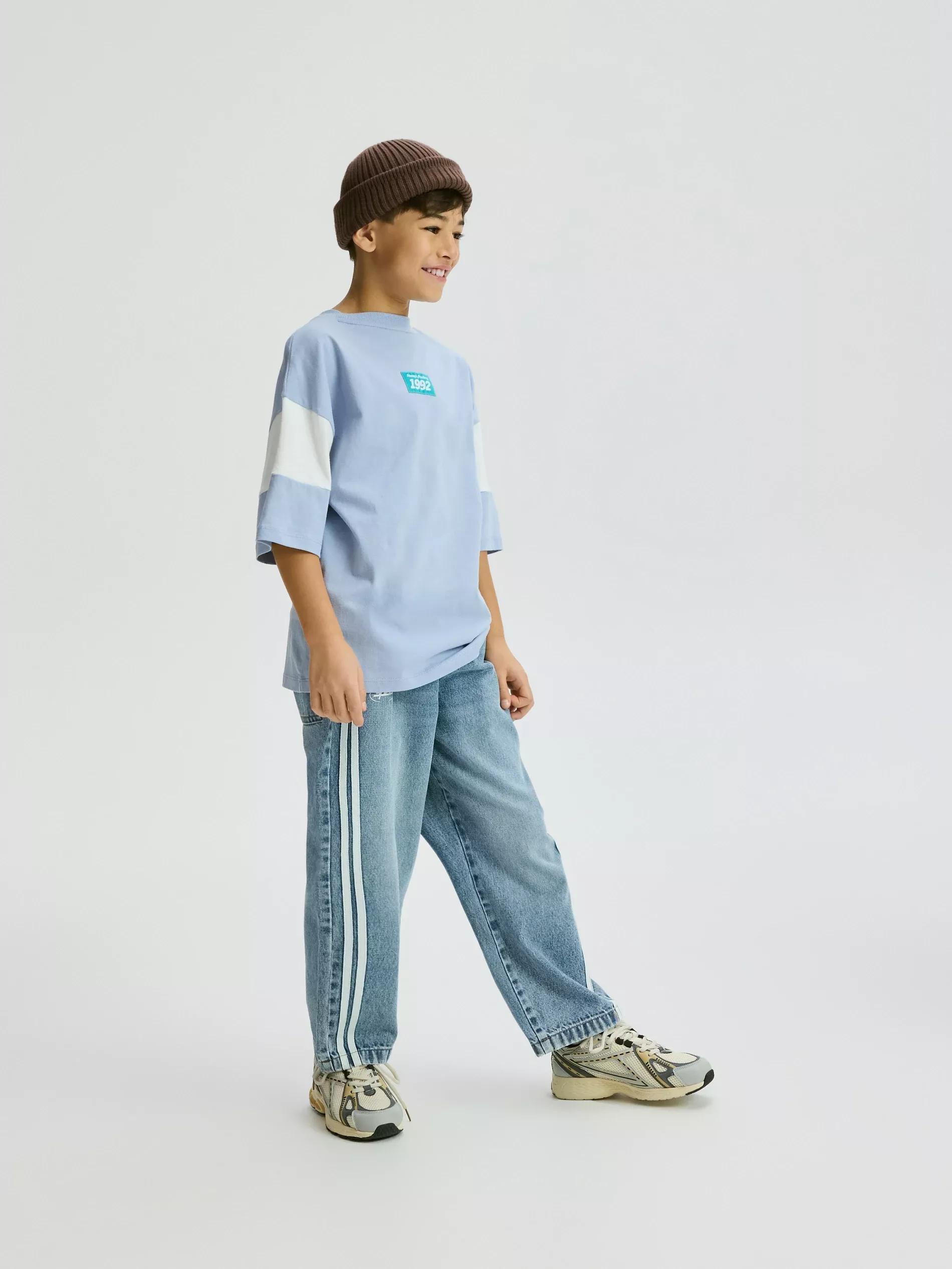 Blue Cotton T-Shirt With Print, Blue, large image number 3