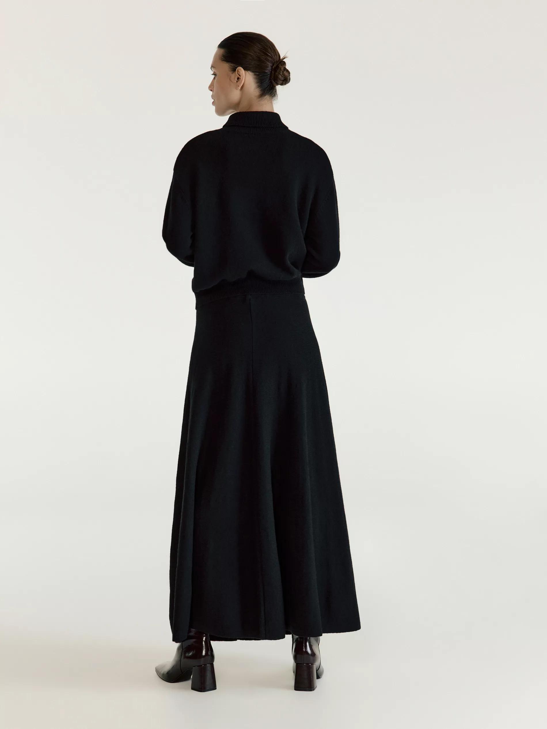 Black Midi Skirt With Wool, Black, large image number 2