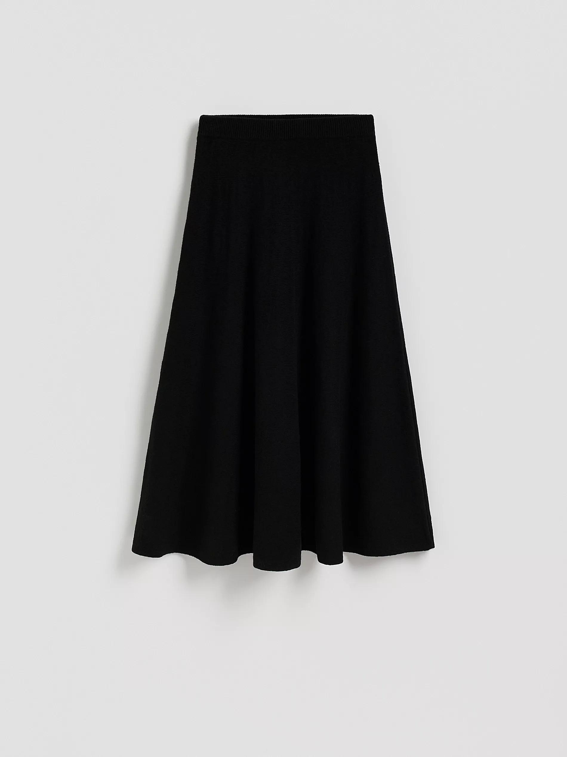 Black Midi Skirt With Wool, Black, large image number 3