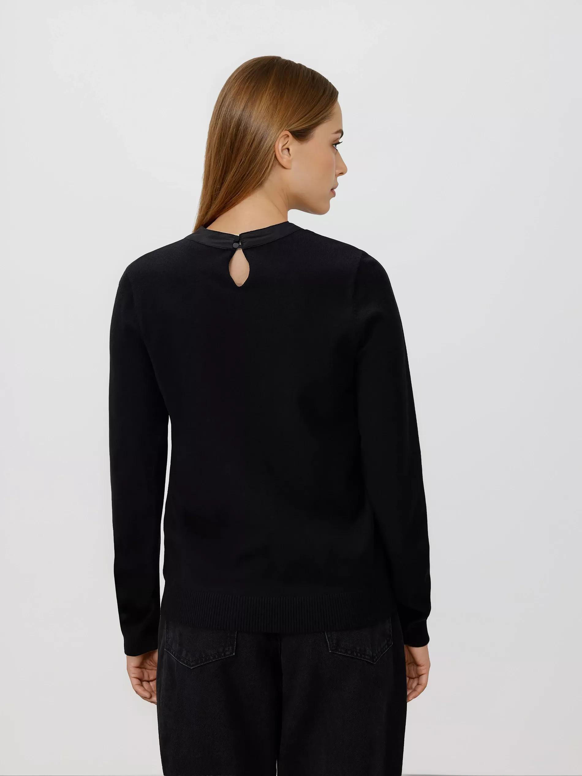 Black Sweater With Decorative Bow, Black, large image number 1