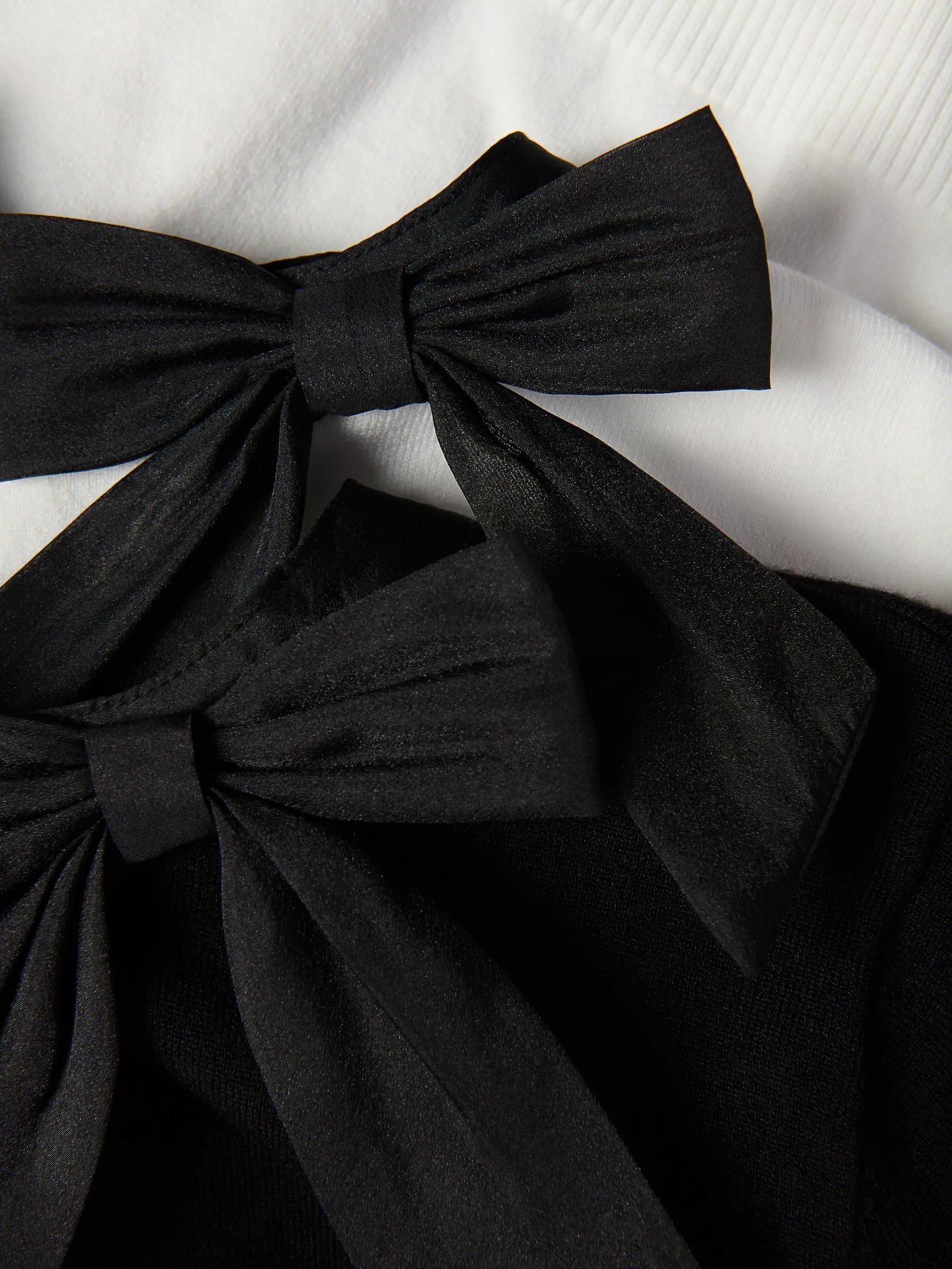Black Sweater With Decorative Bow, Black, medium
