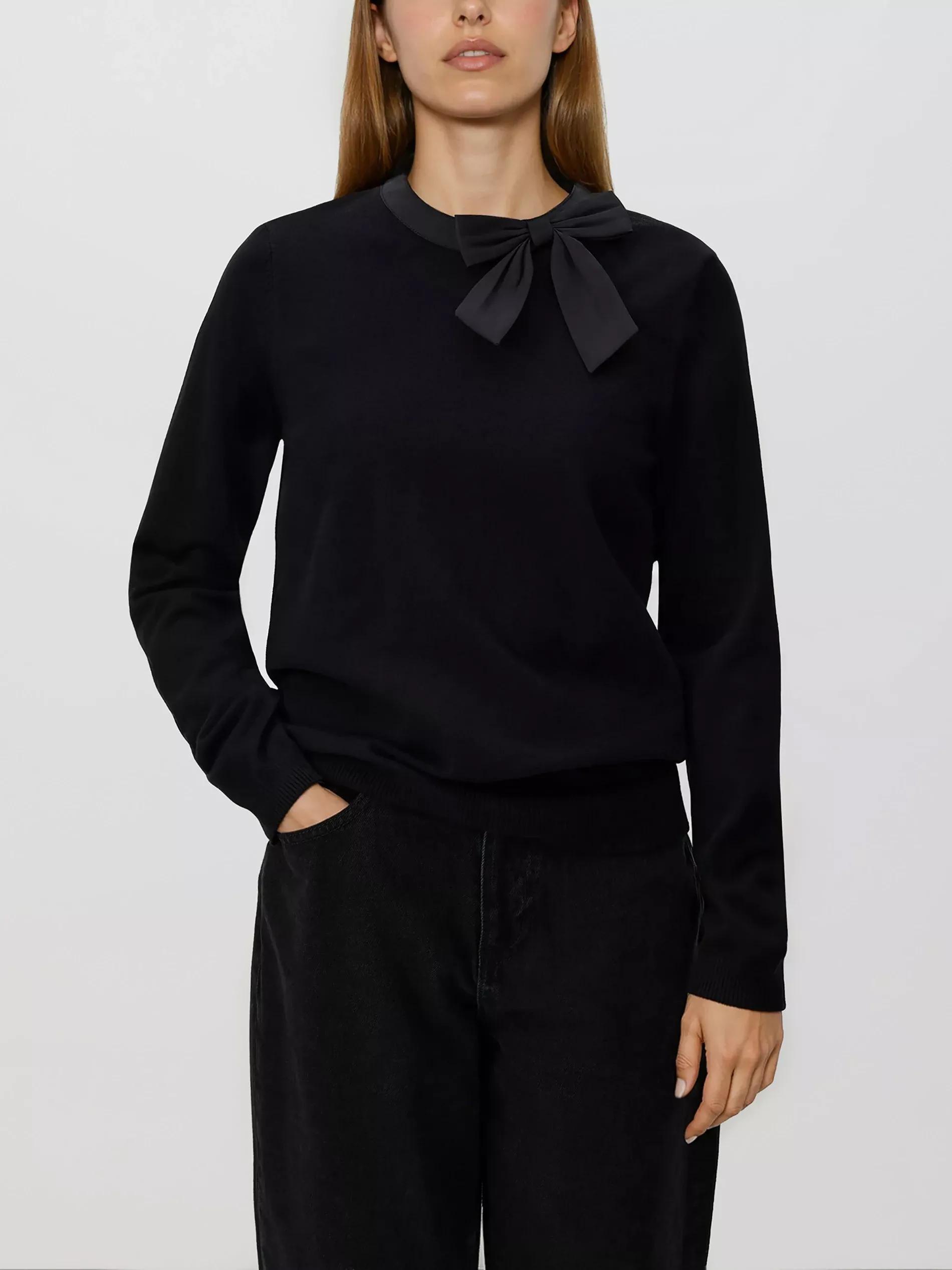 Black Sweater With Decorative Bow, Black, large image number 2