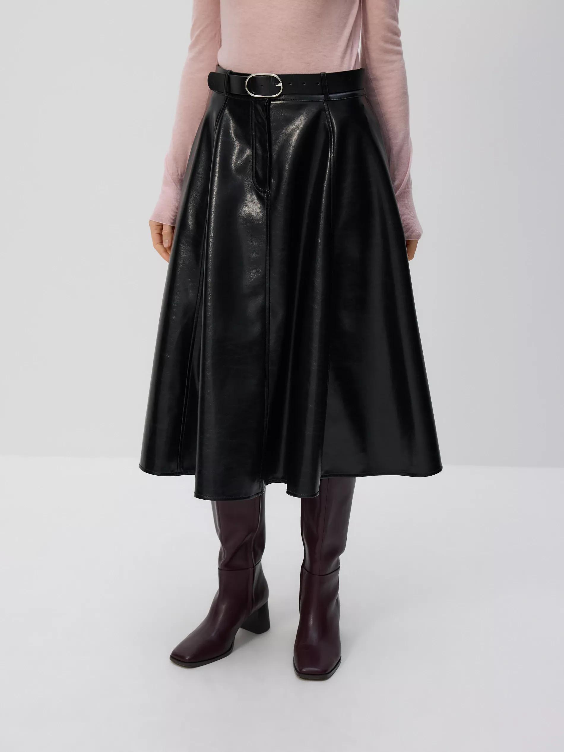 Black Skirt With Belt, Black, large image number 0