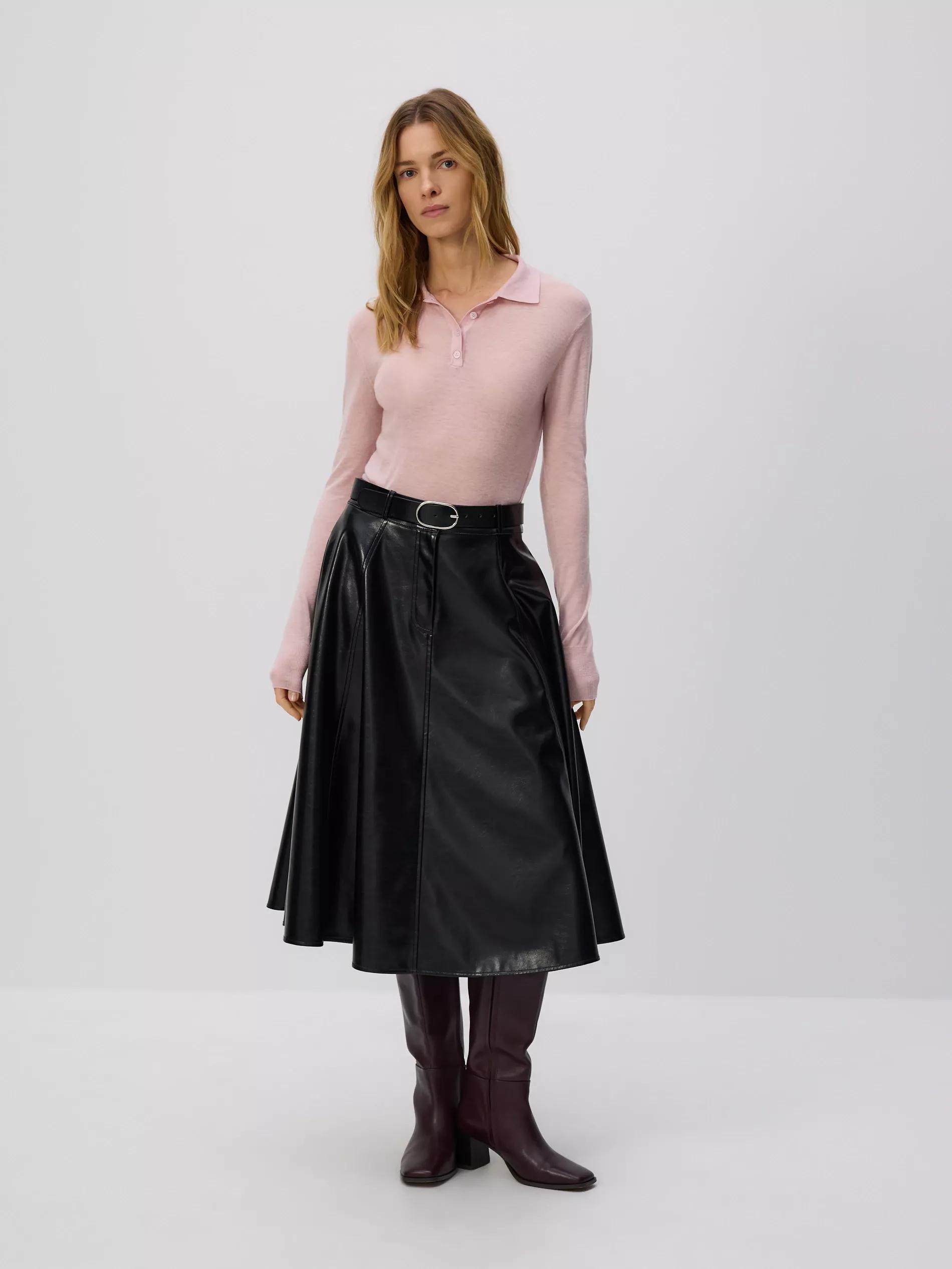 Black Skirt With Belt, Black, medium