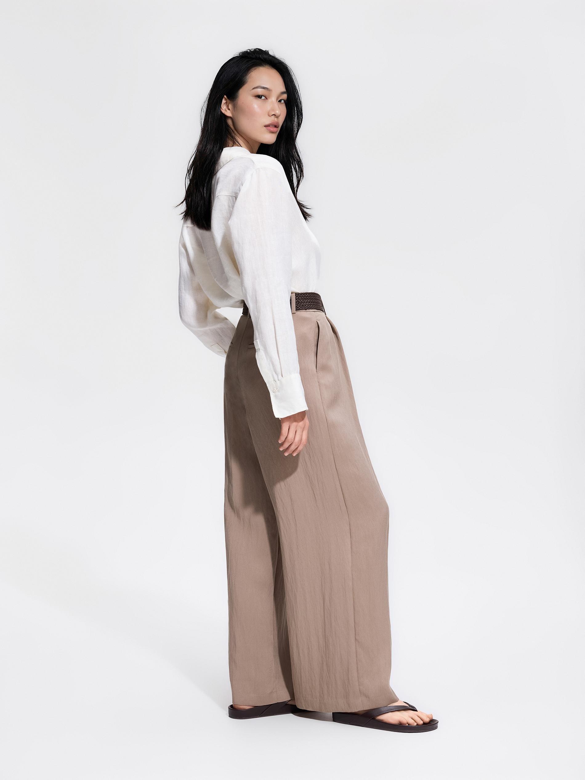 Beige Loose Trousers With Belt, Beige, large image number 2