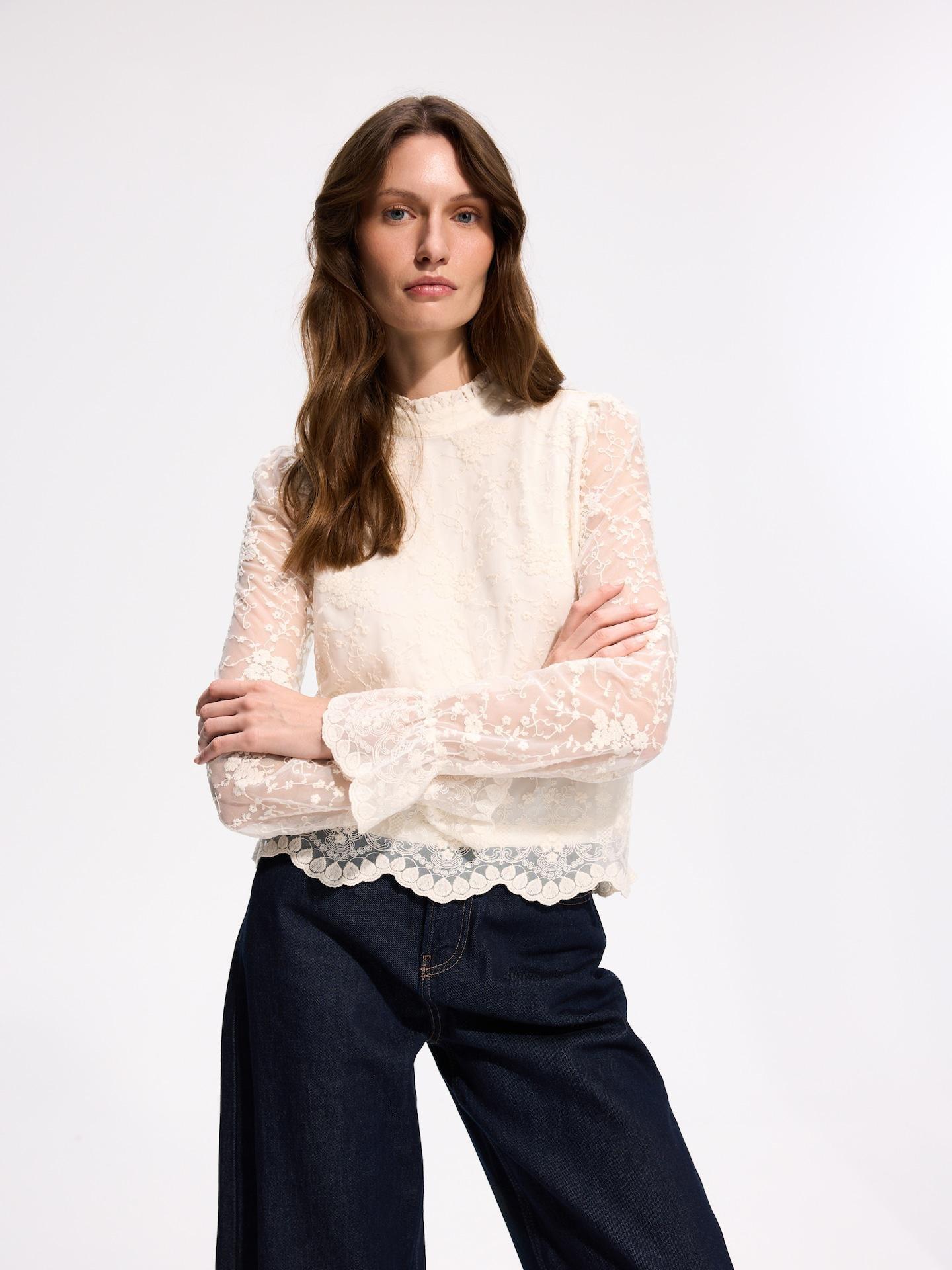 Beige Lace Blouse, Ivory, medium