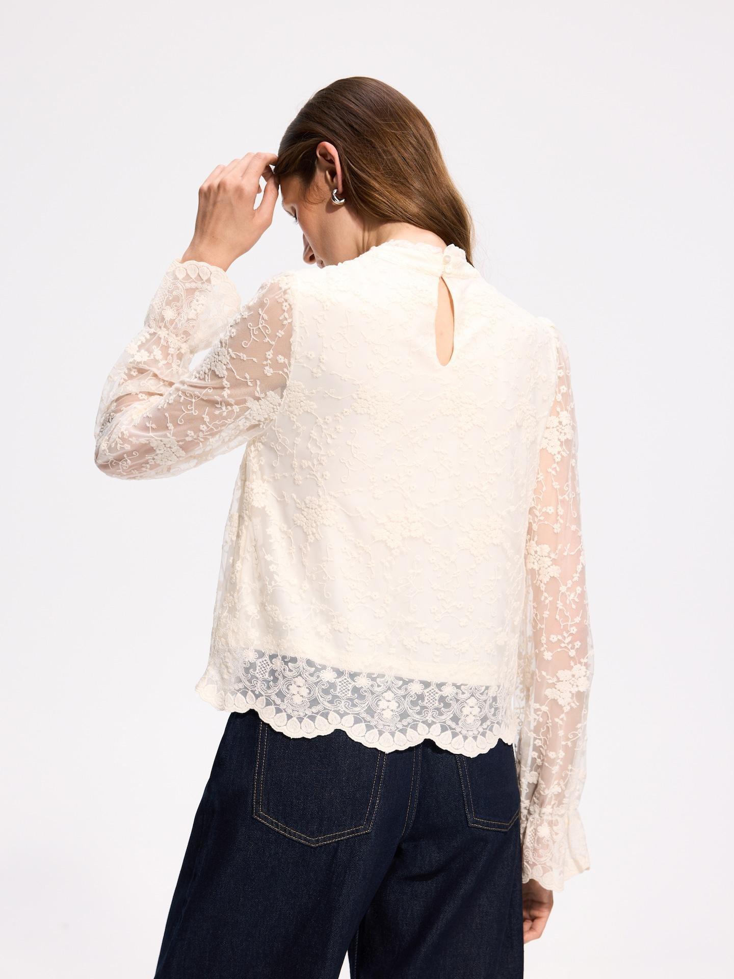 Beige Lace Blouse, Ivory, large image number 3