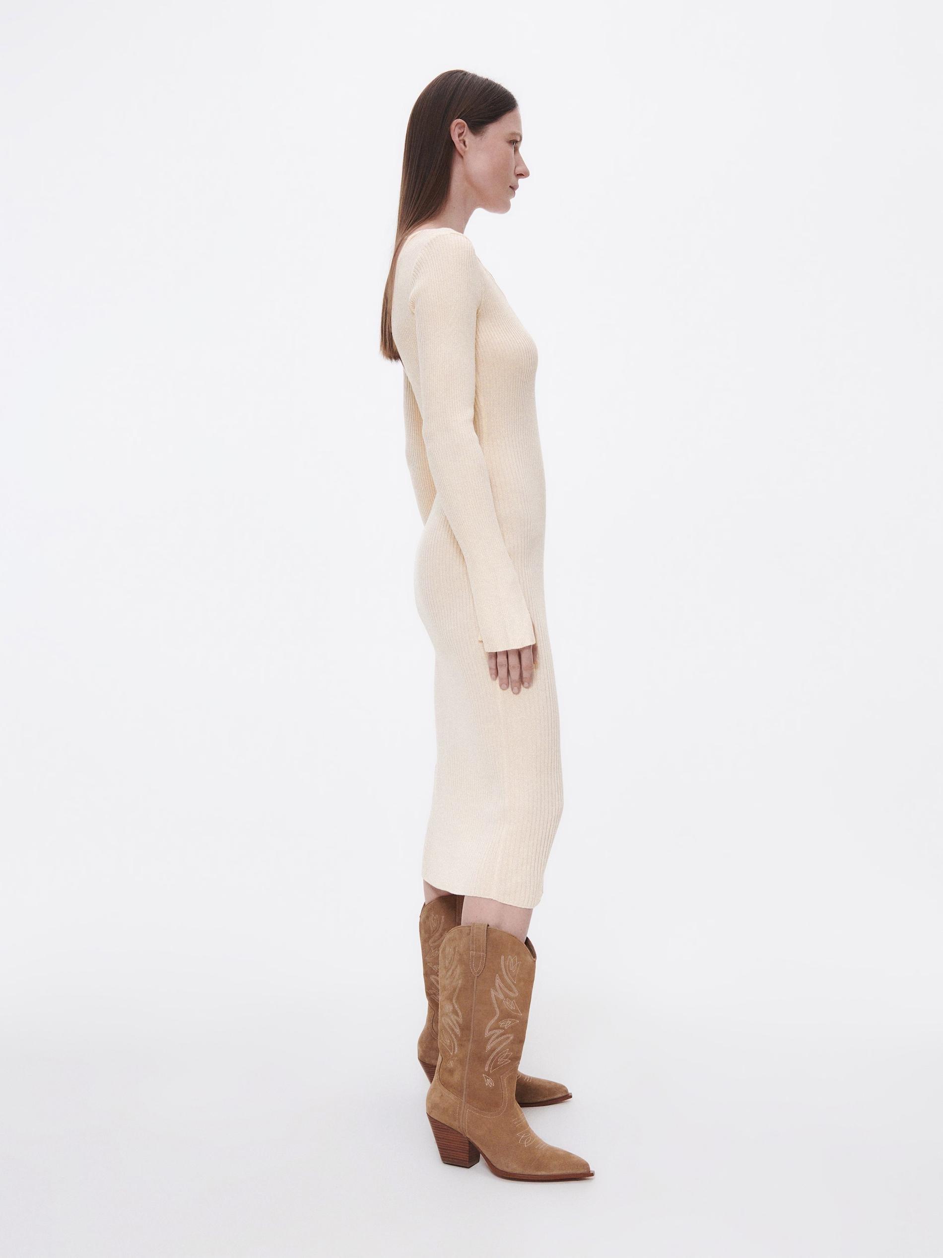 Beige Premium Tencel Lyocell Dress, , large image number 2