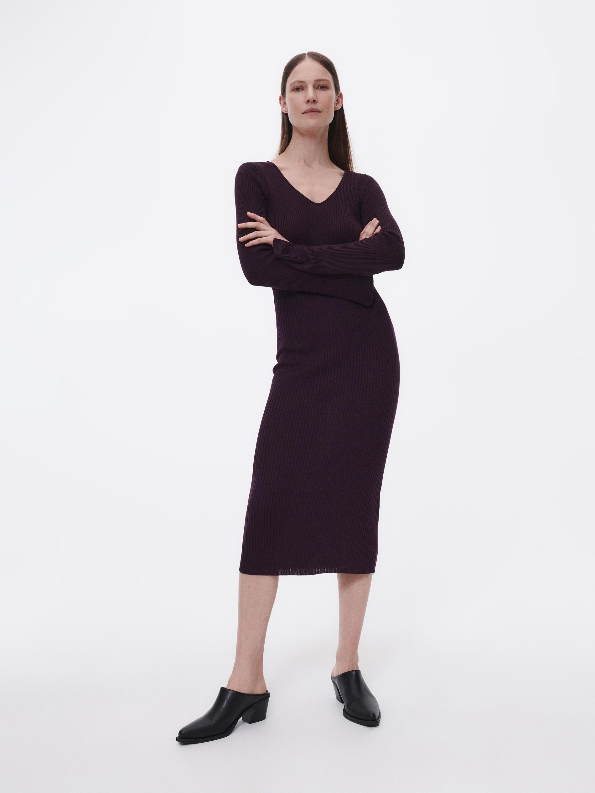 Burgundy Premium Tencel Lyocell Dress, , large image number 0