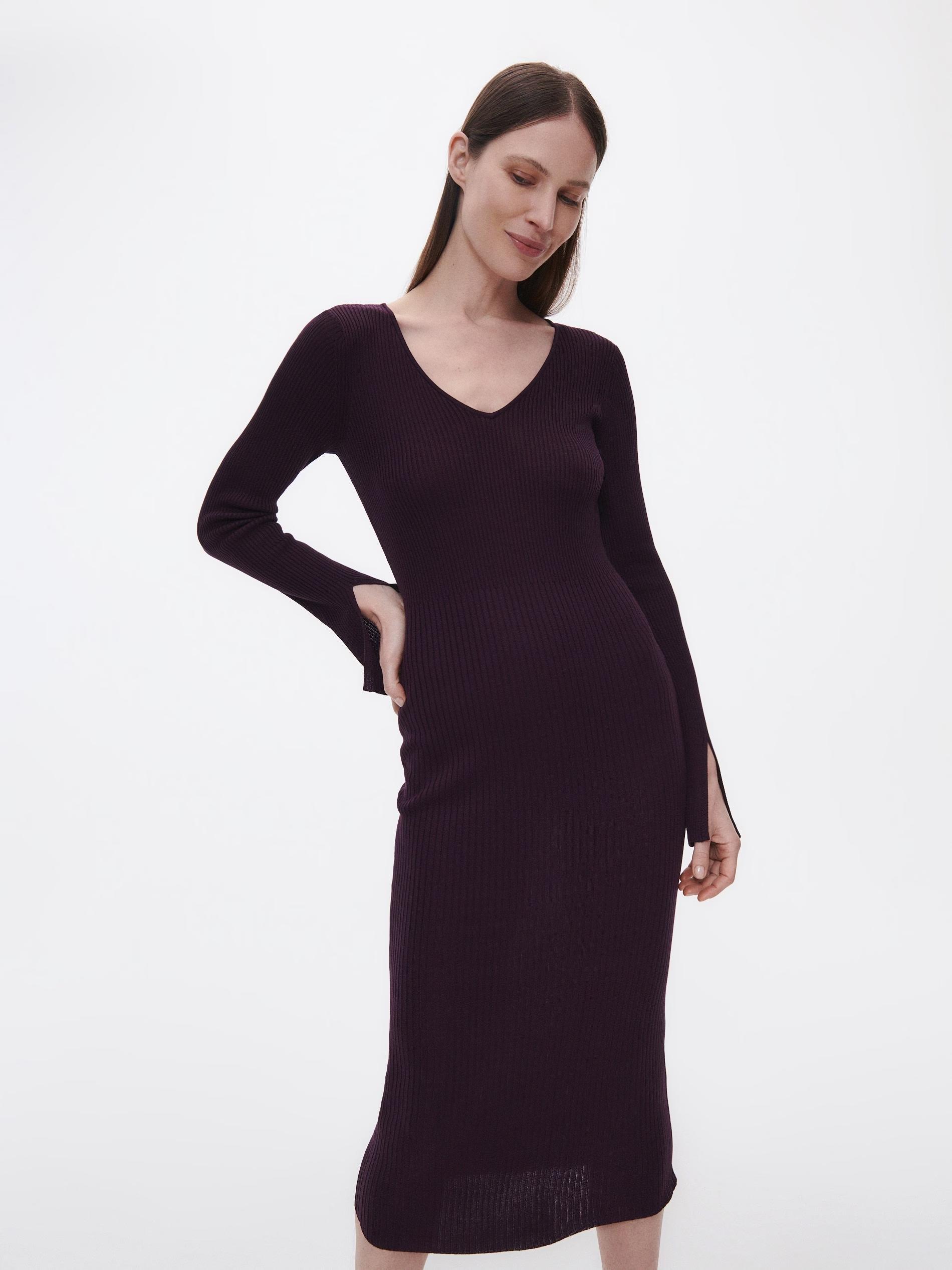 Burgundy Premium Tencel Lyocell Dress, , large image number 1