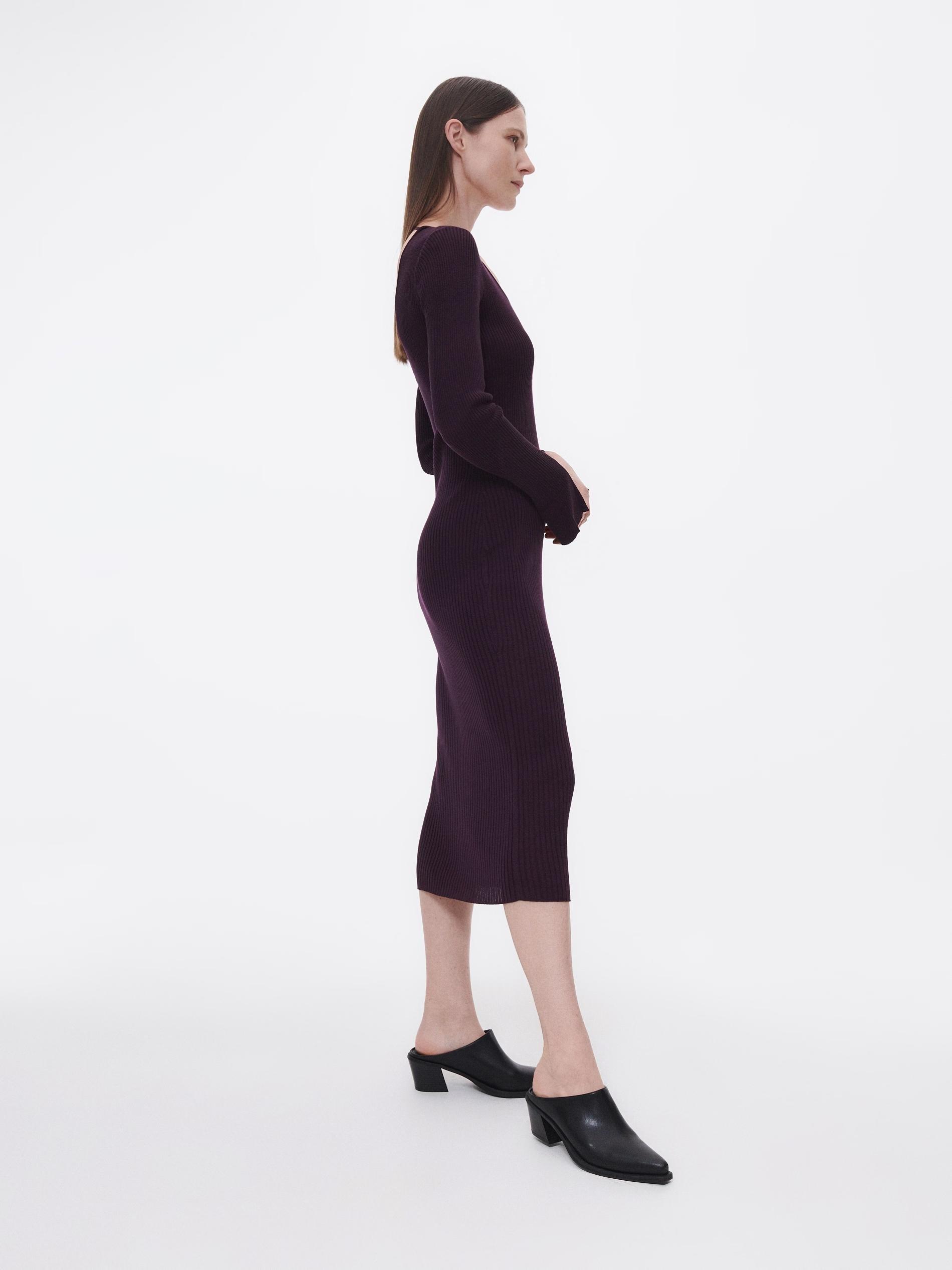 Burgundy Premium Tencel Lyocell Dress, , large image number 2