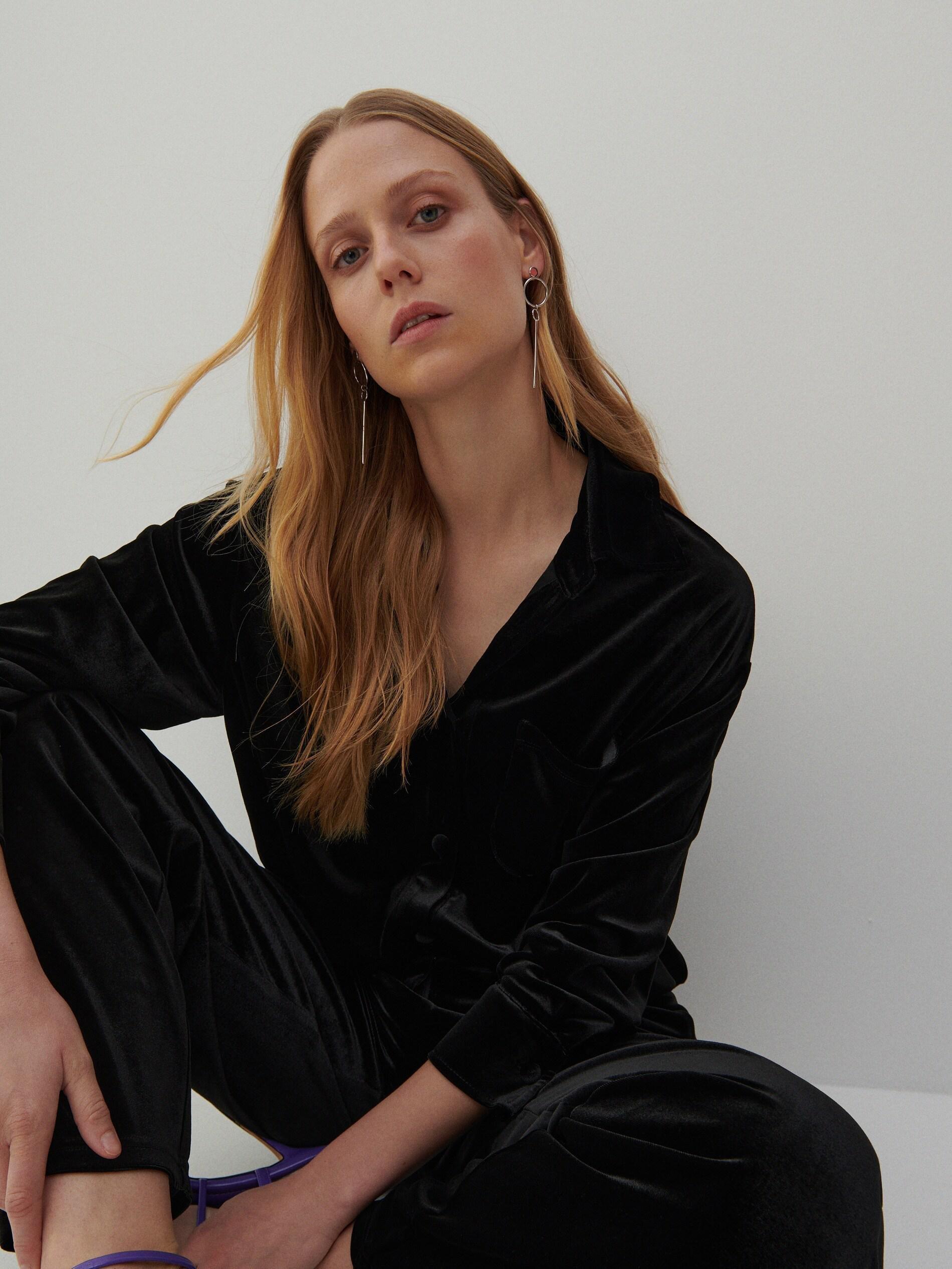 Black Velour Shirt, Women, , large image number 0