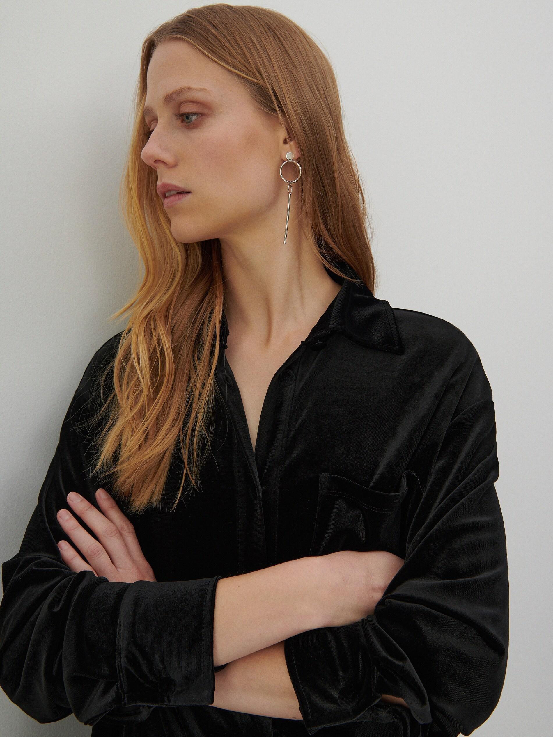 Black Velour Shirt, Women, , large image number 1
