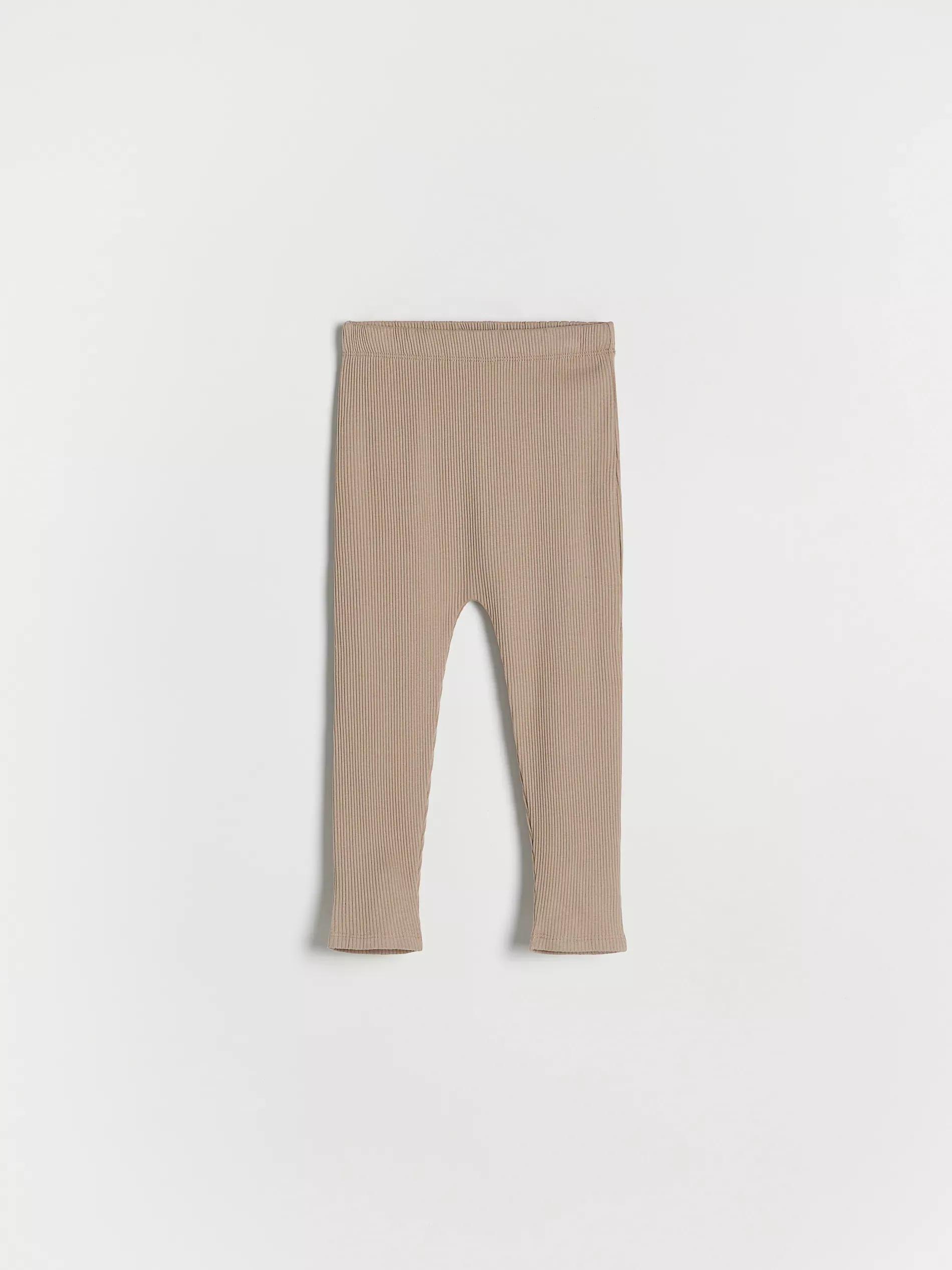 Brown Ribbed Jersey Leggings, , large image number 0