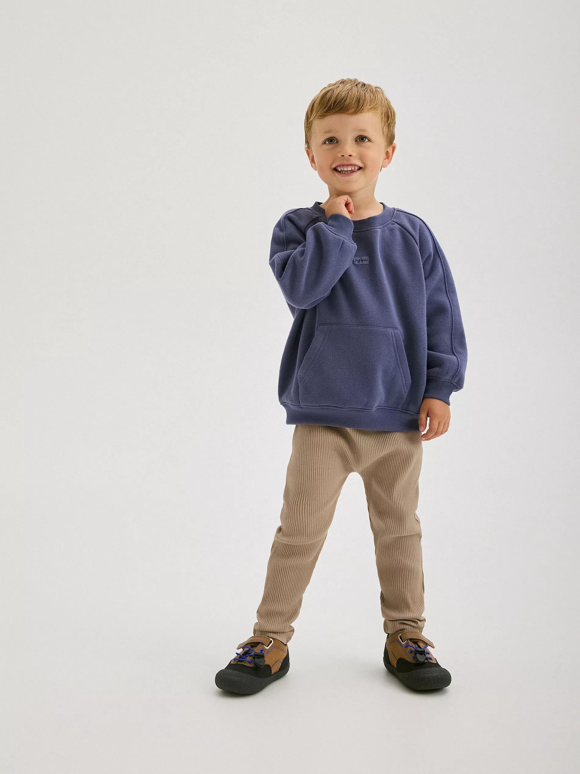 Brown Ribbed Jersey Leggings, , large image number 2