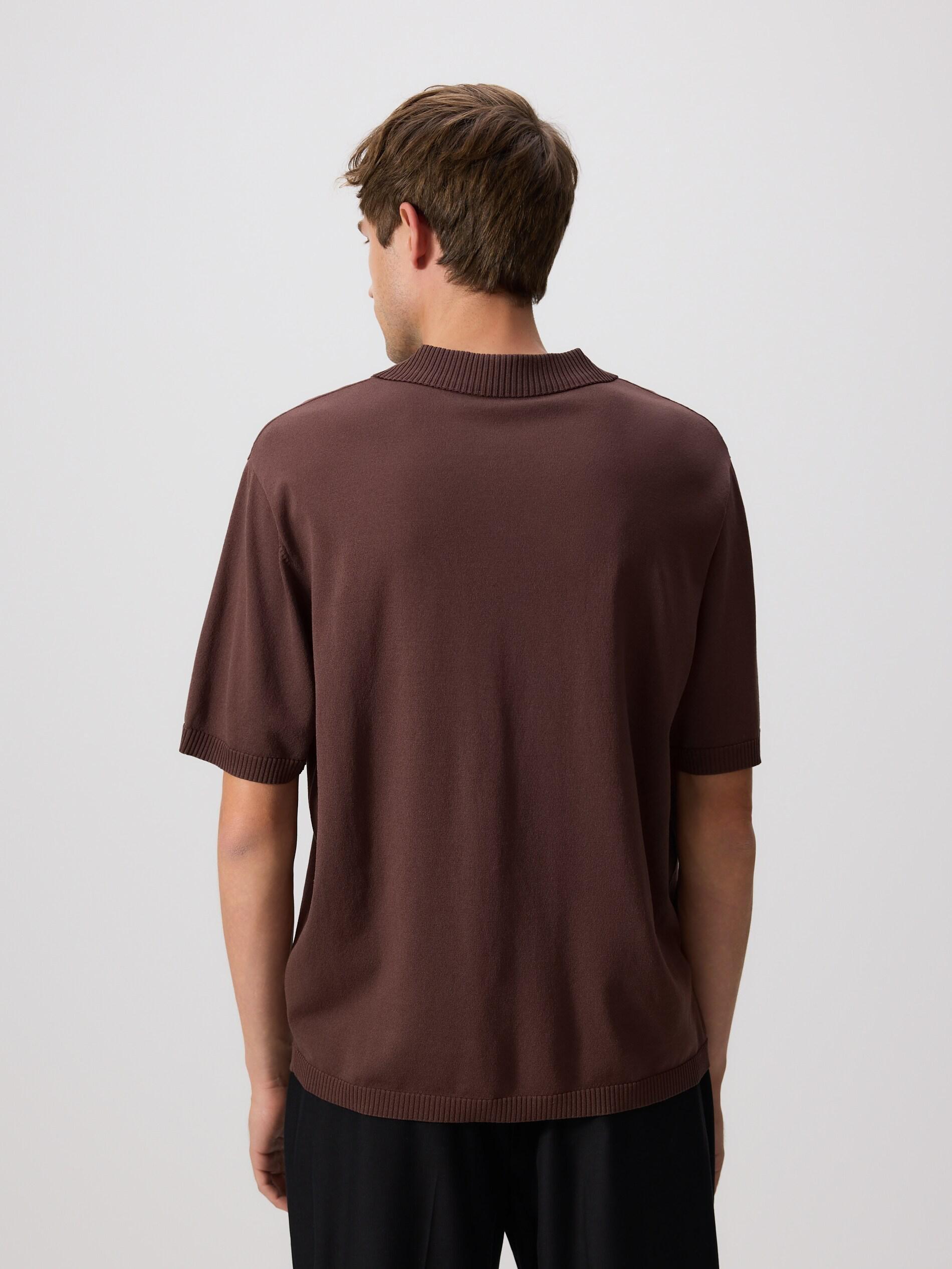 Brown Viscose Rich Polo Jumper, Brown, large image number 3