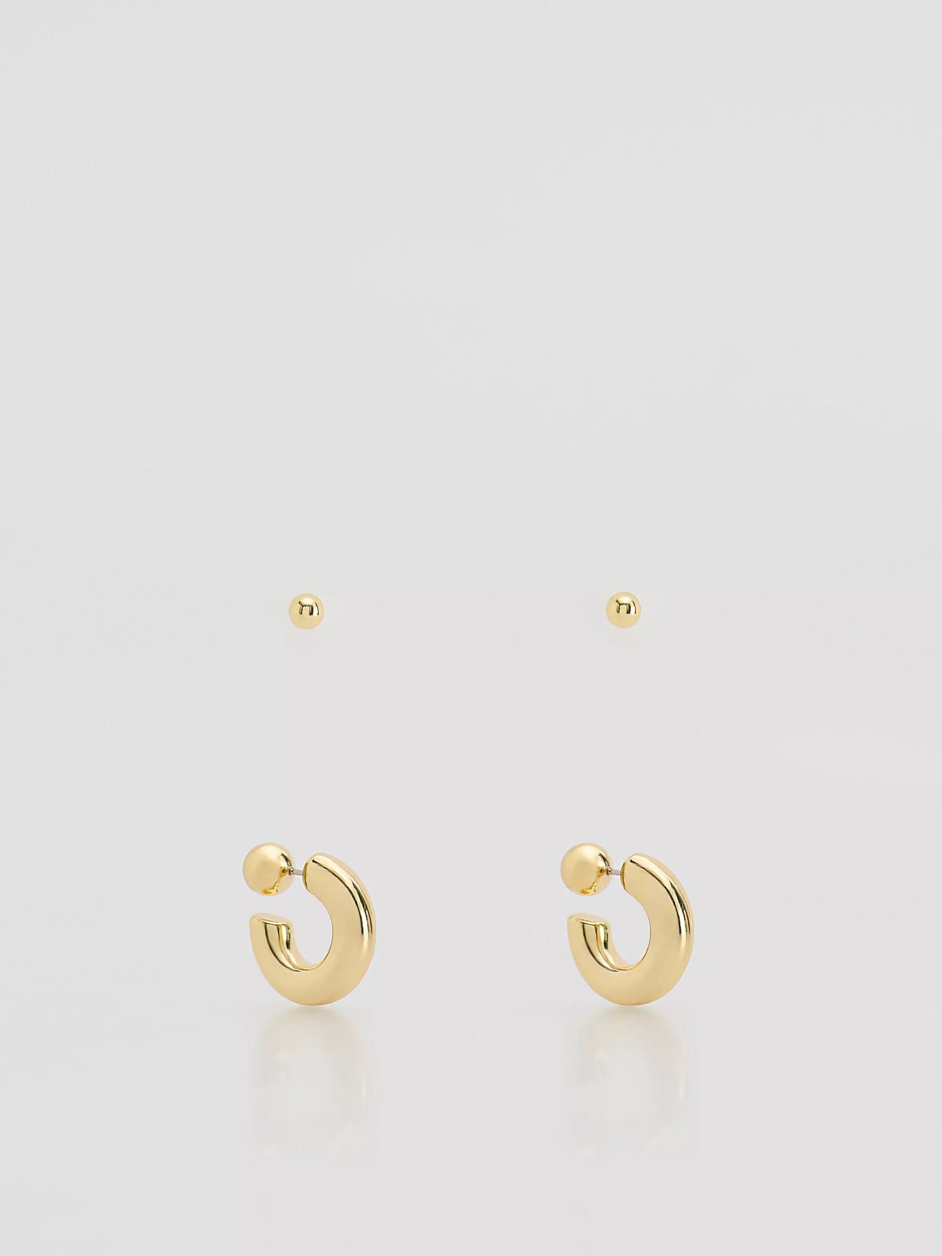 Gold Earrings Set, Golden, medium
