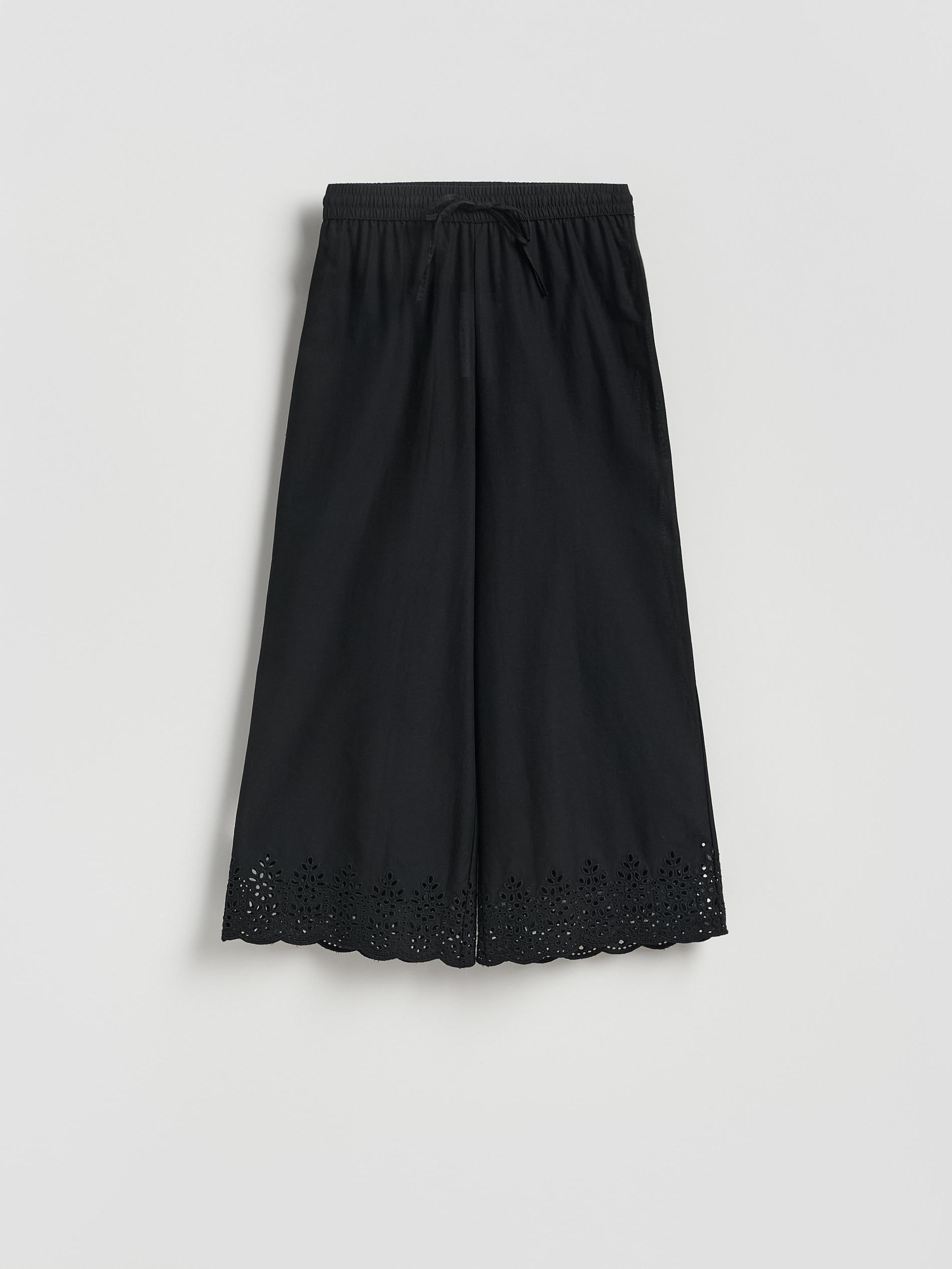Black Pants With Openwork Trim, Black, large image number 3
