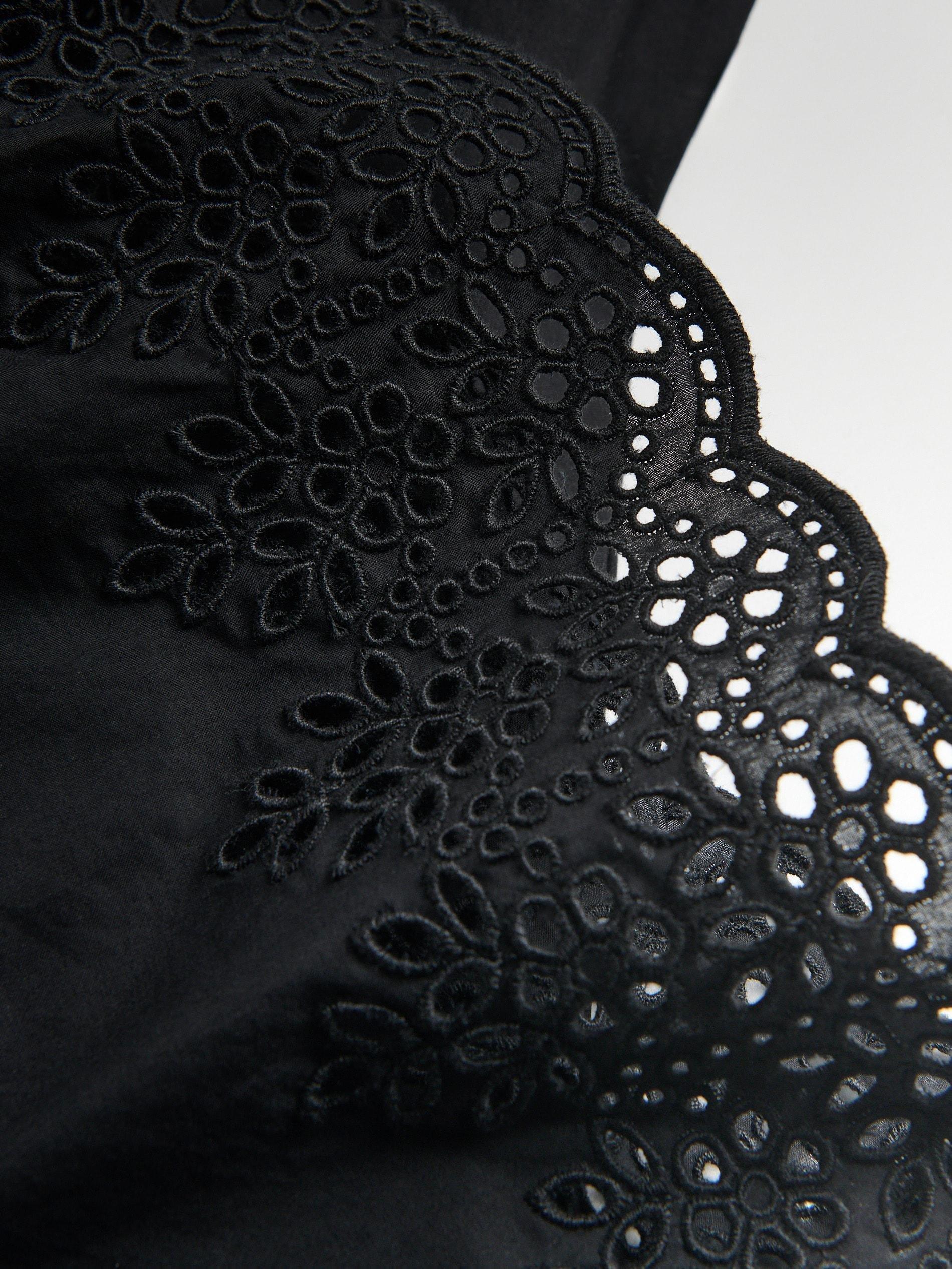 Black Pants With Openwork Trim, Black, large image number 4