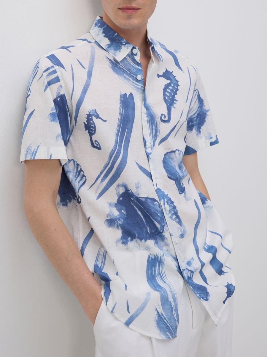 Blue Patterned Shirt In Regular Fit, , large image number 1
