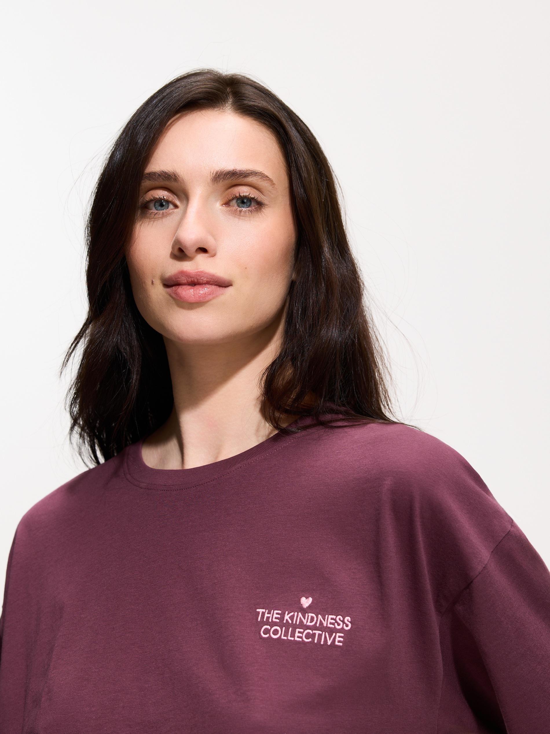 طقم بيجاما من قطعتين مع تطريز و طبعة بنفسجي, Purple, medium