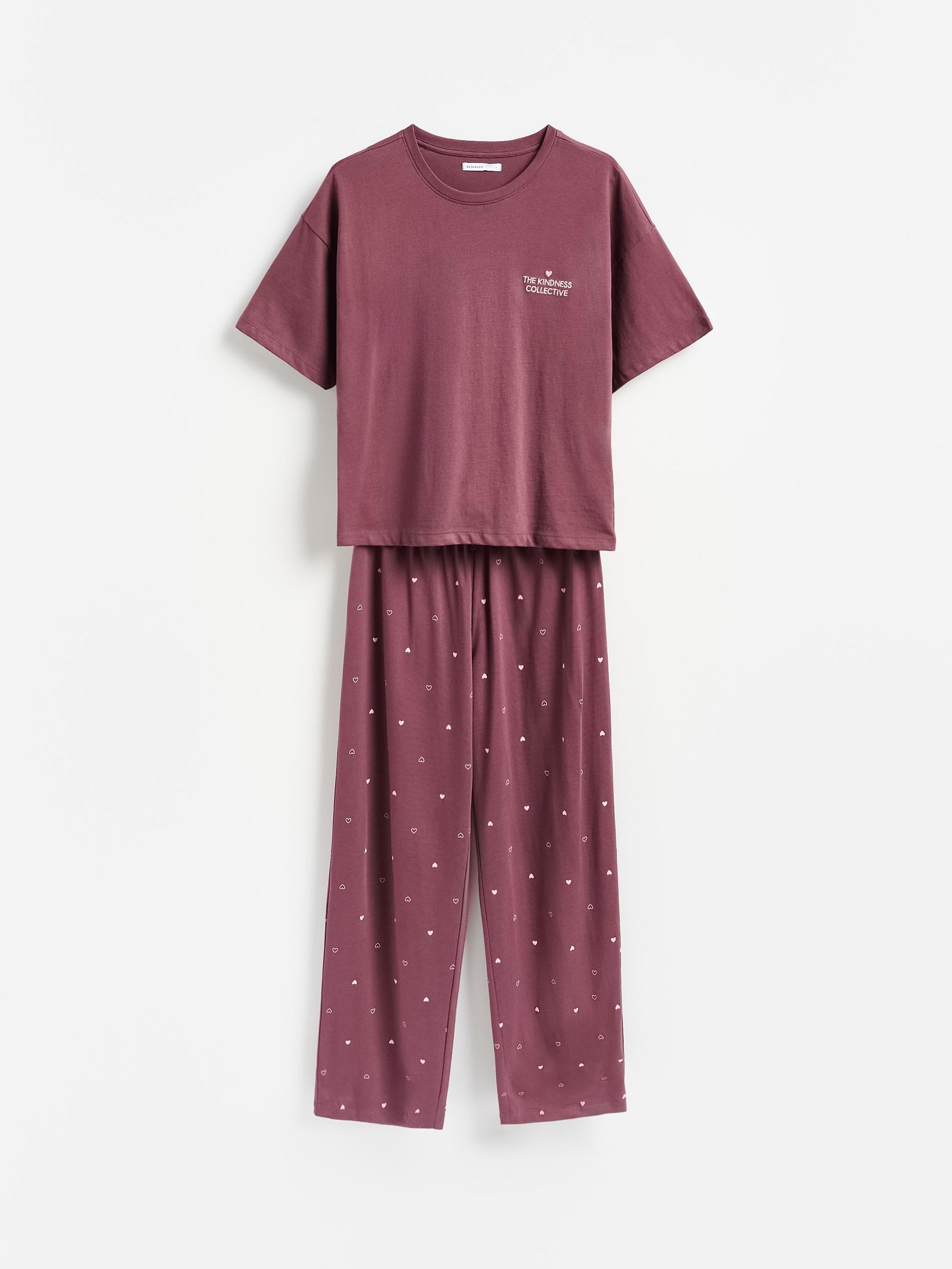 طقم بيجاما من قطعتين مع تطريز و طبعة بنفسجي, Purple, large image number 4
