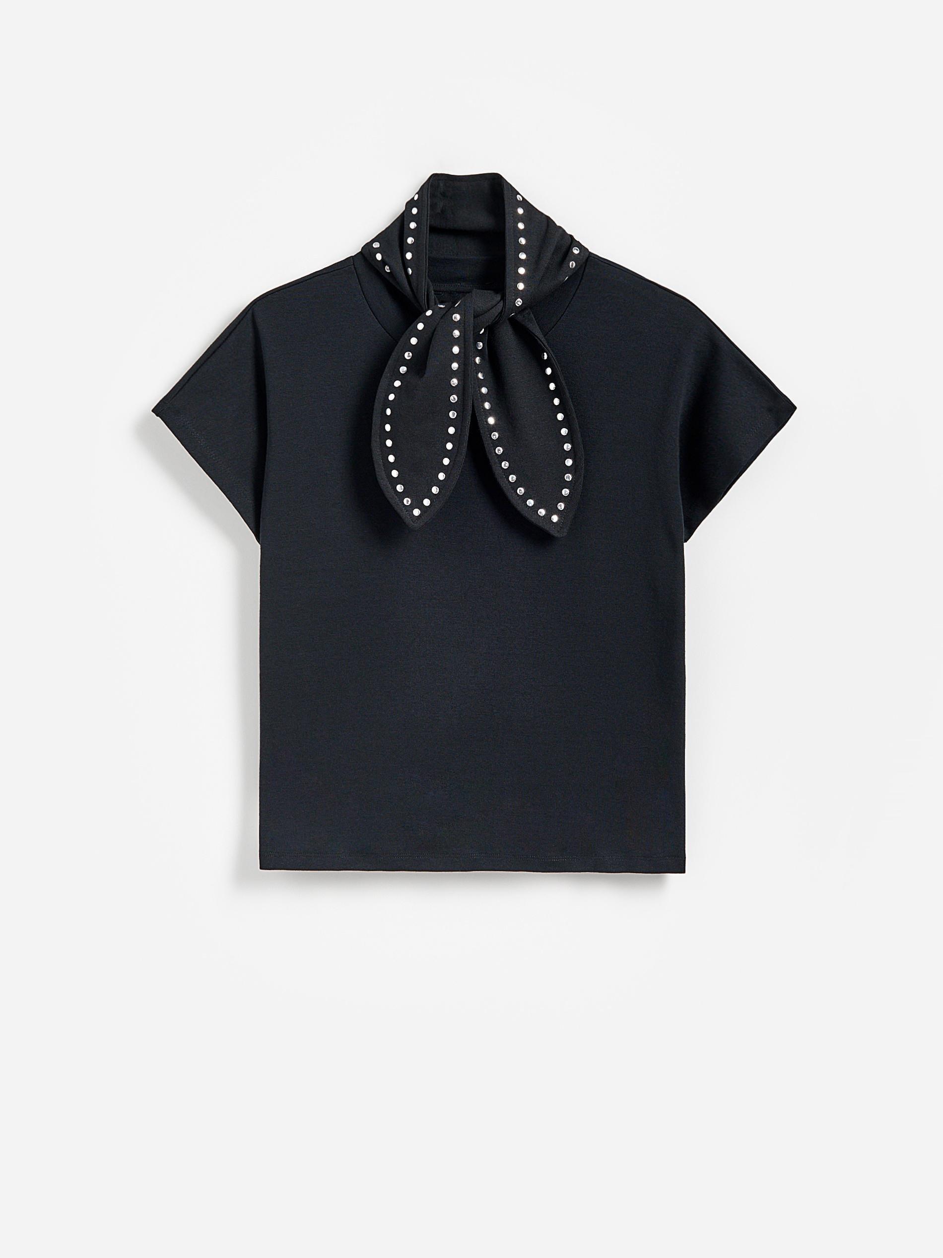 Black Blouse With Decorative Scarf, Black, large image number 4