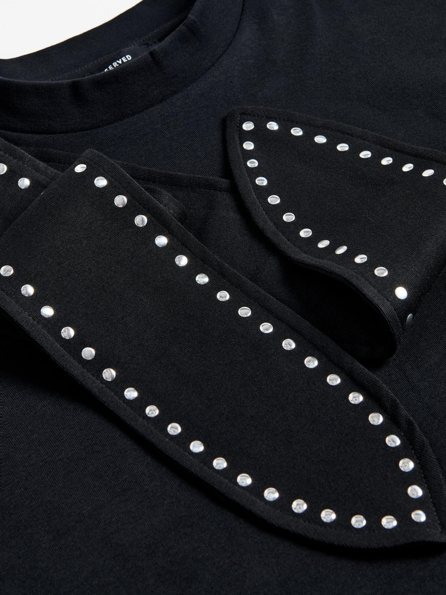 Black Blouse With Decorative Scarf, Black, large image number 5