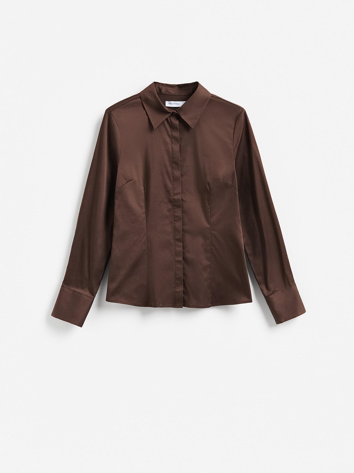 Brown Cotton Rich Shirt, Brown, large image number 0