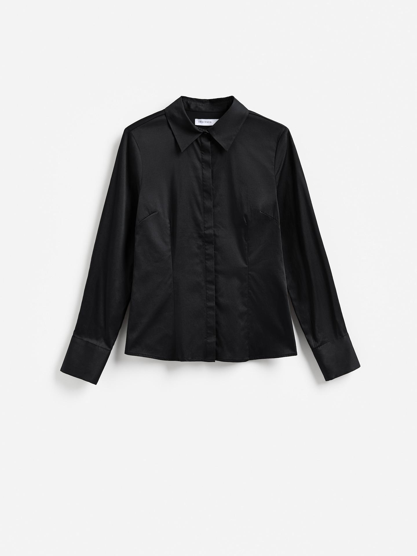 Black Cotton Rich Shirt, Black, medium