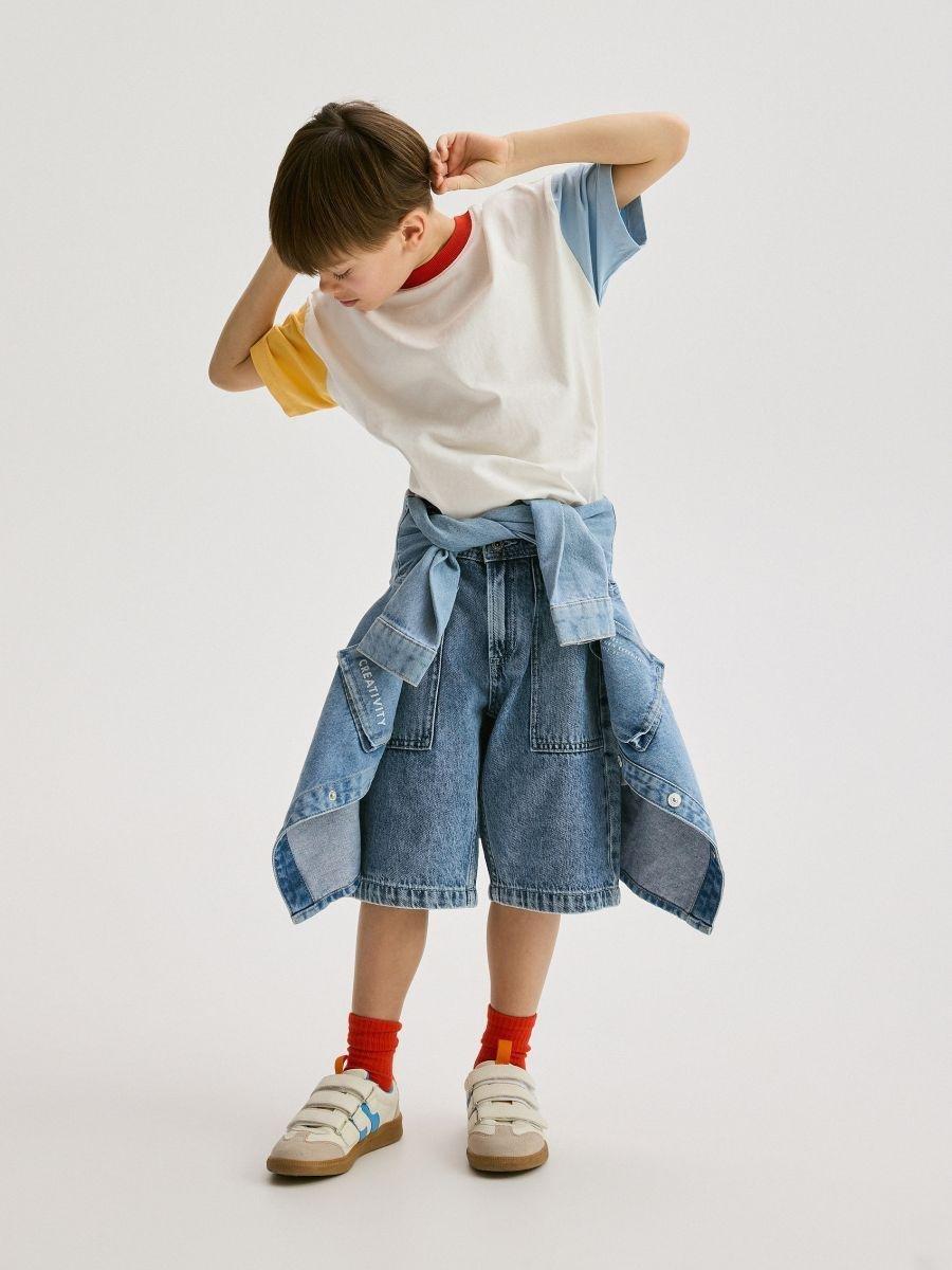 Blue Baggy Denim Shorts, , large image number 0