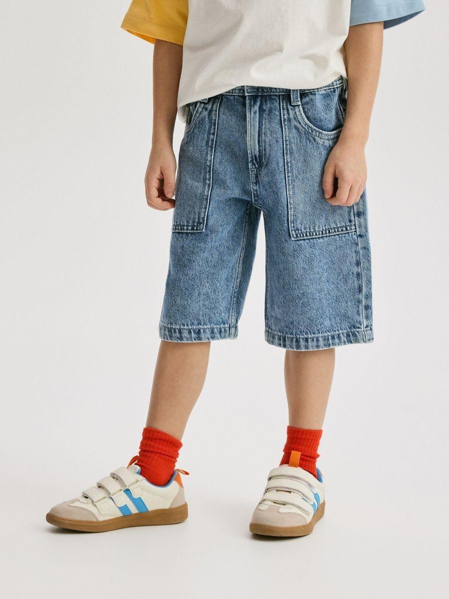 Blue Baggy Denim Shorts, , large image number 1