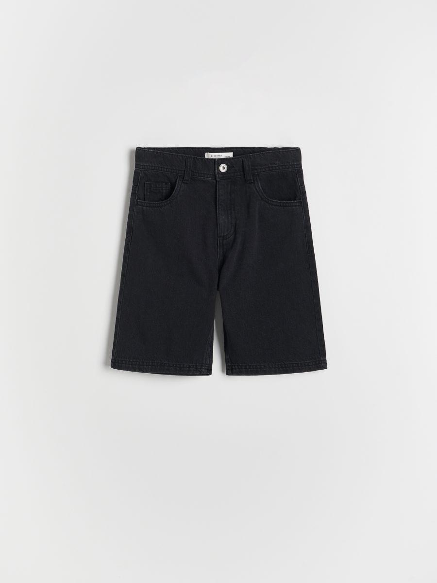 Black Denim Shorts, , large image number 0