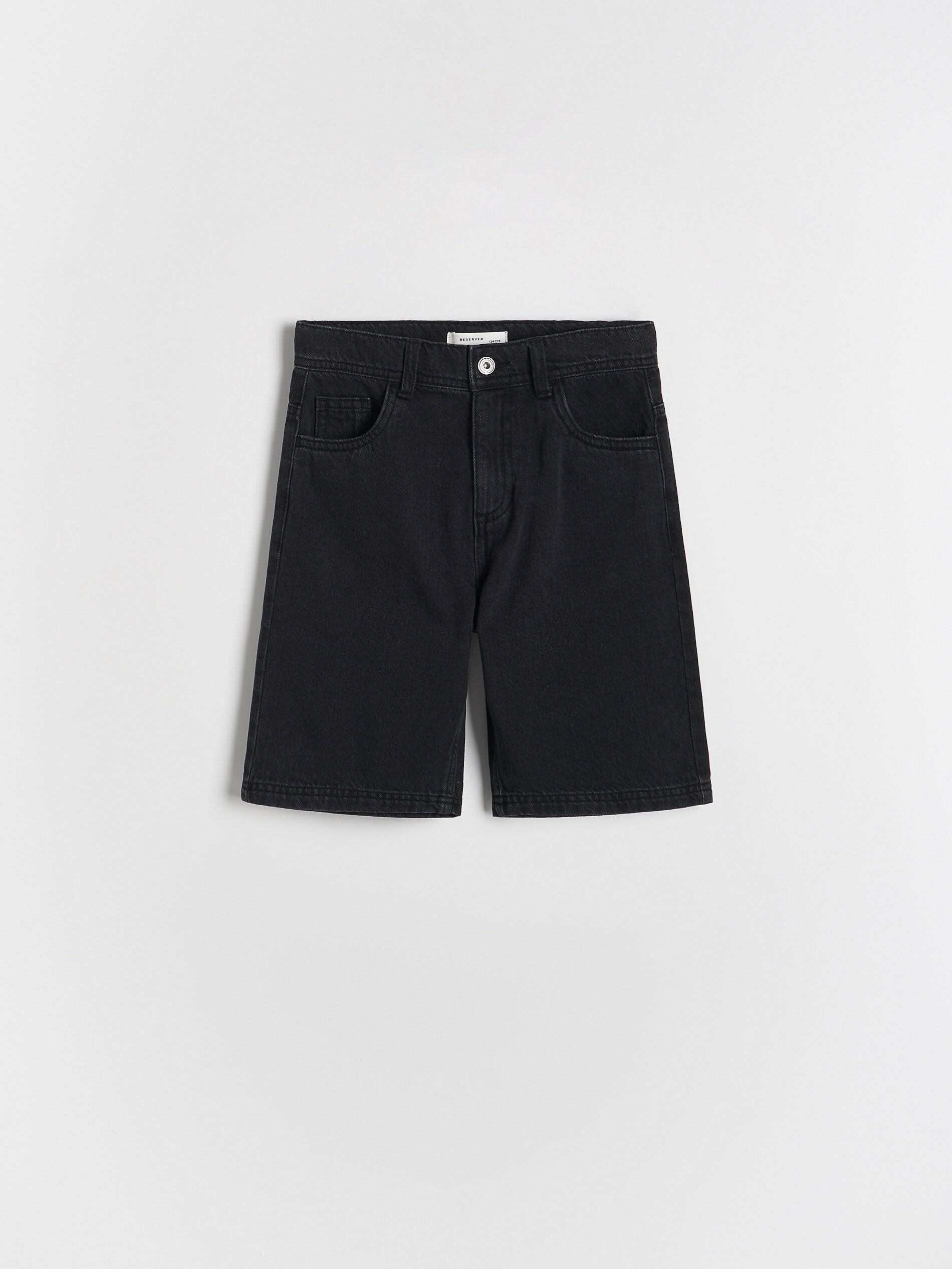 Black Denim Shorts, Black, large image number 0