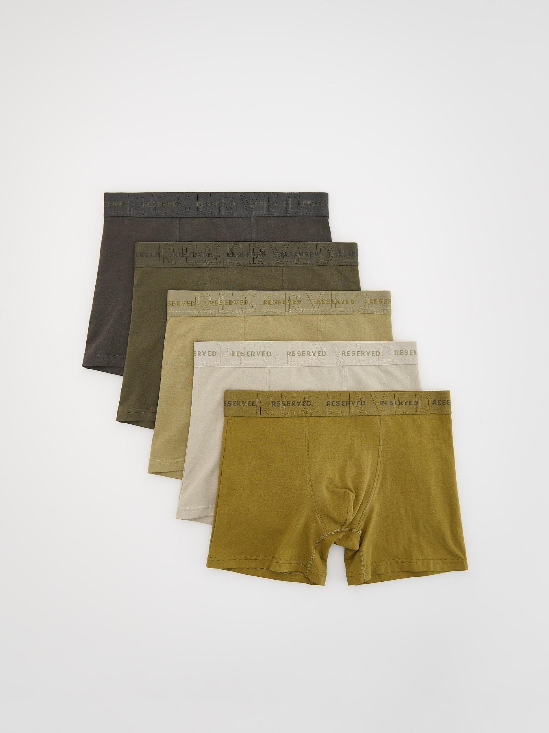 Green Long Boxers 5 Pack, Khaki, medium